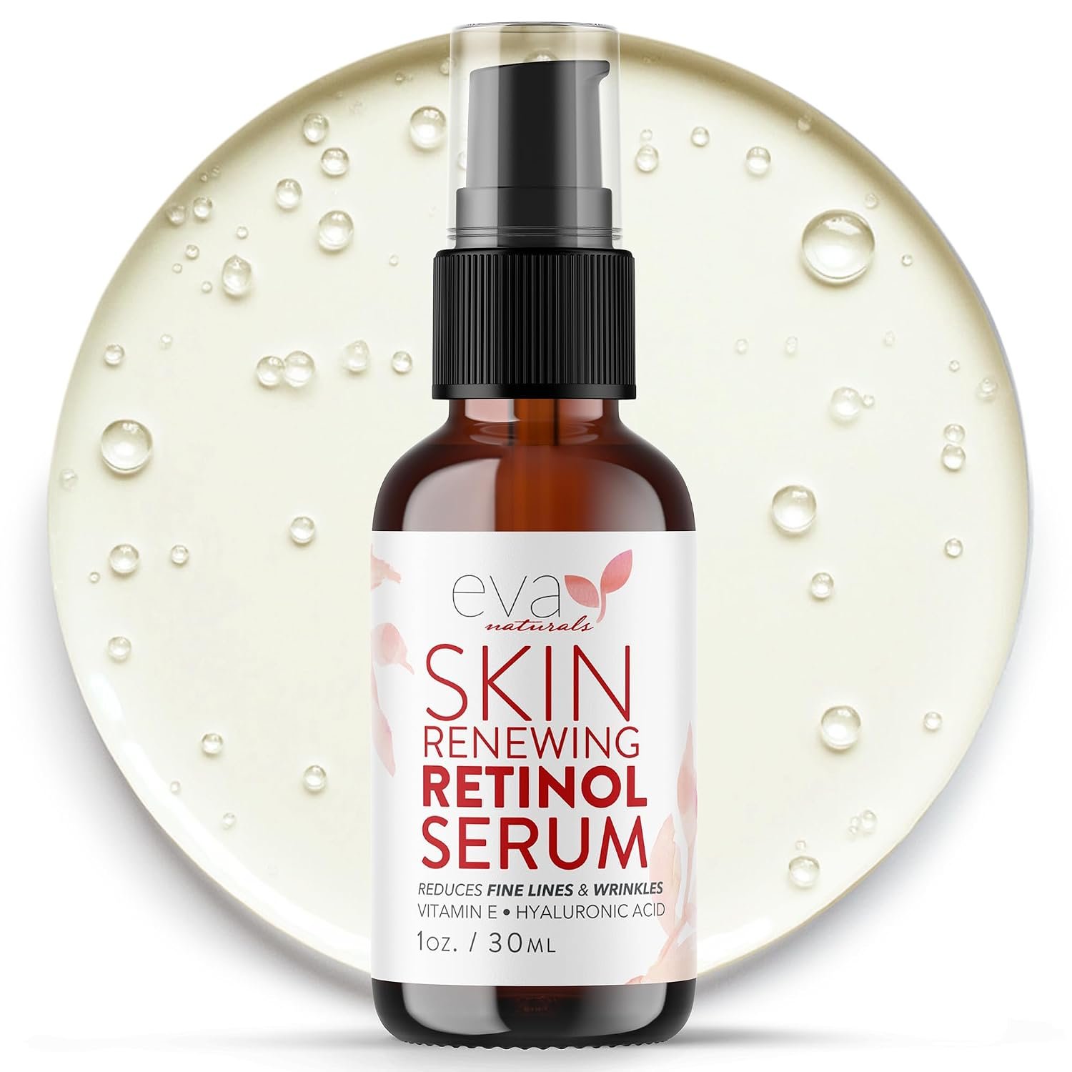 Eva Naturals Retinol Serum, Hyaluronic Acid, Vitamin E & Anti-Aging, 1 oz