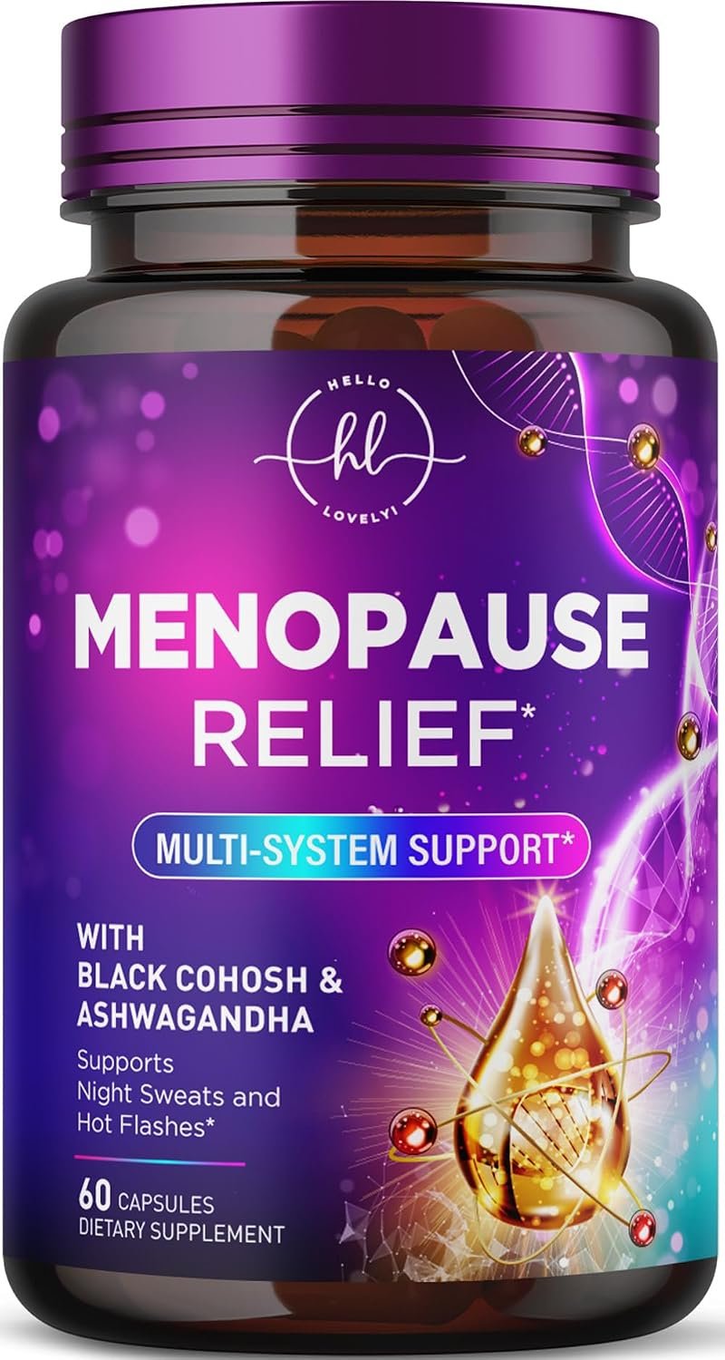 Menopause Supplements for Women – Complete Hot Flash Night Sweats & Menopause Relief Pills, Probiotics with Vitamin D3 B6 & Black Cohosh for Vaginal, Digestive Support, Gluten Free – 60 Capsules