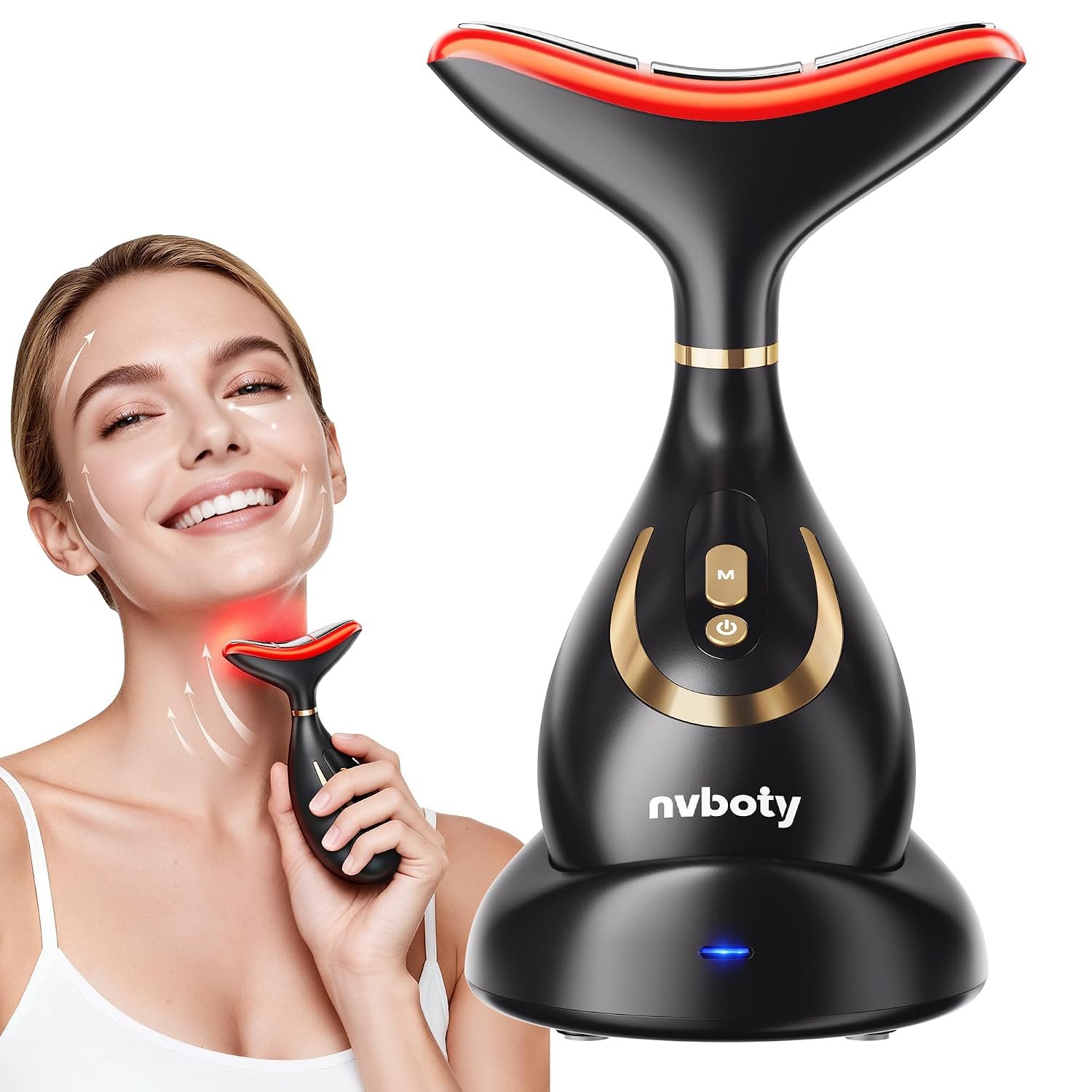 4-in-1 Face Massager, 9-Color LED Red Light Therapy for Face & Neck