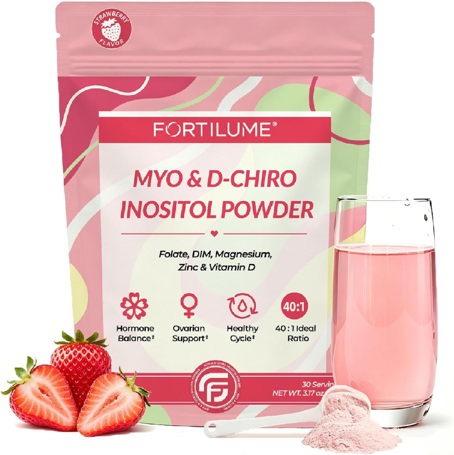 Myo & D-Chiro Inositol Powder 40:1 Ratio, Strawberry