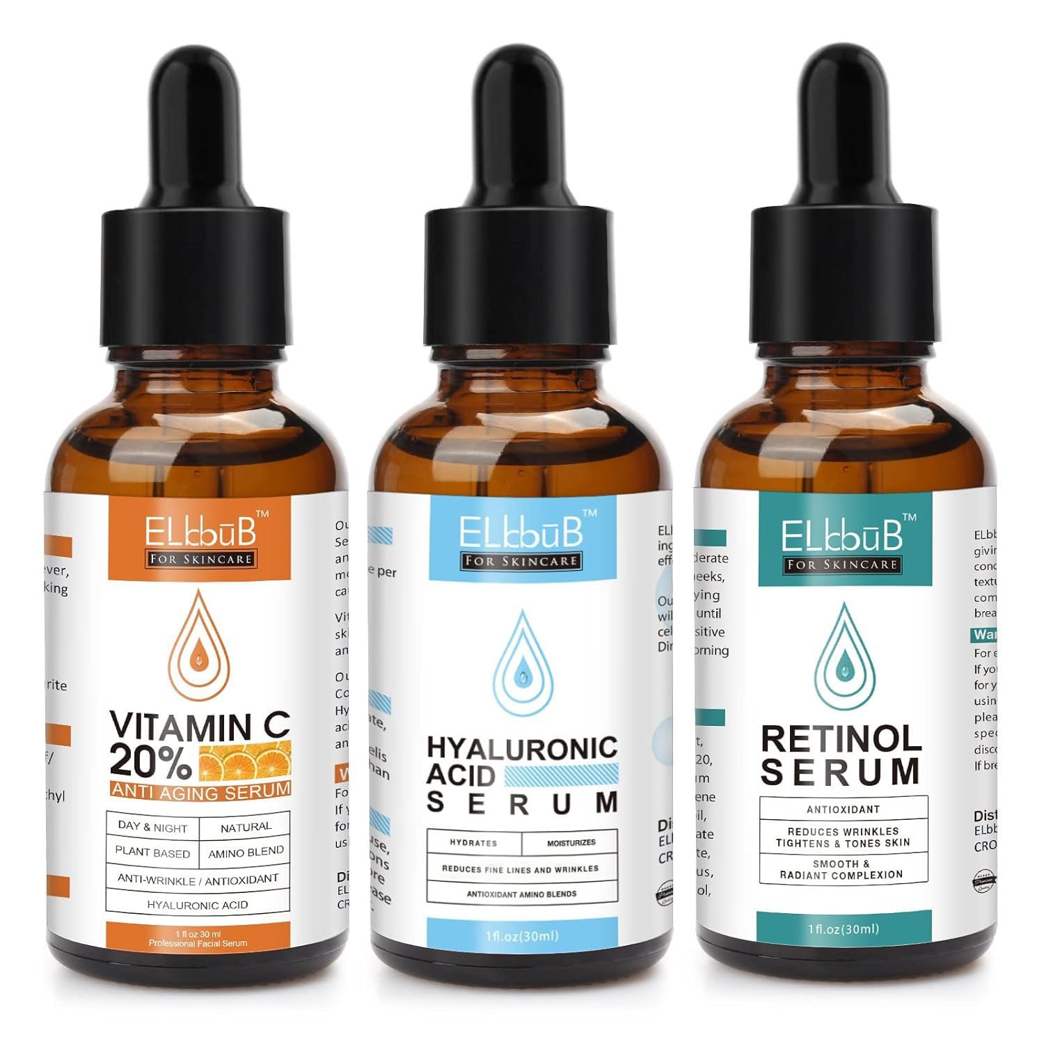 Age Defying Facial Serum – Vitamin C, Retinol & Hyaluronic Acid Serum Set for Wrinkles, Fine Lines, Skin Firmness & Moisture Retention – Collagen Boost & Deep Nourishment