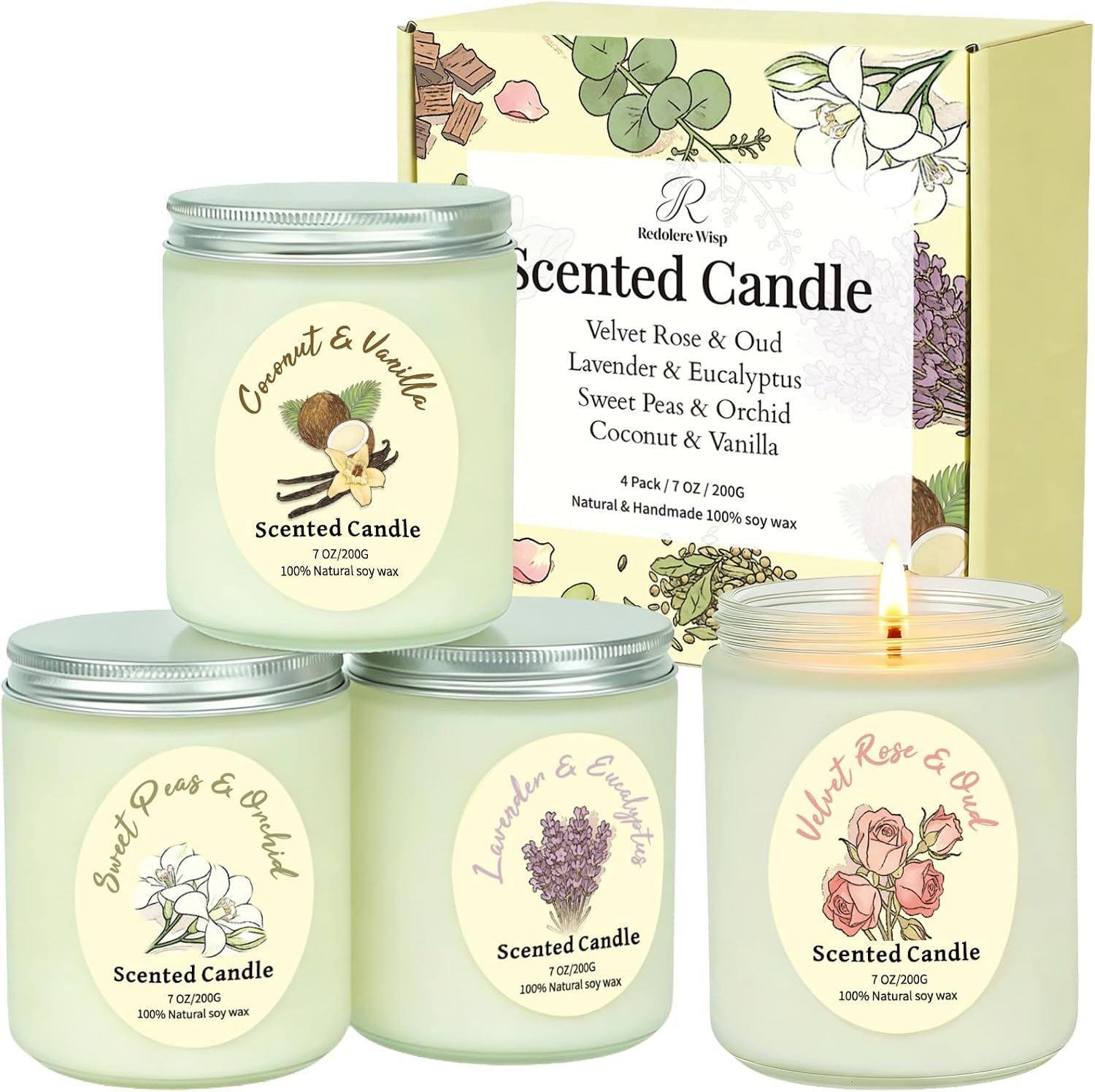4 Pack Scented Candles Gift Set, Natural Soy Wax Non Toxic 28 oz for Home
