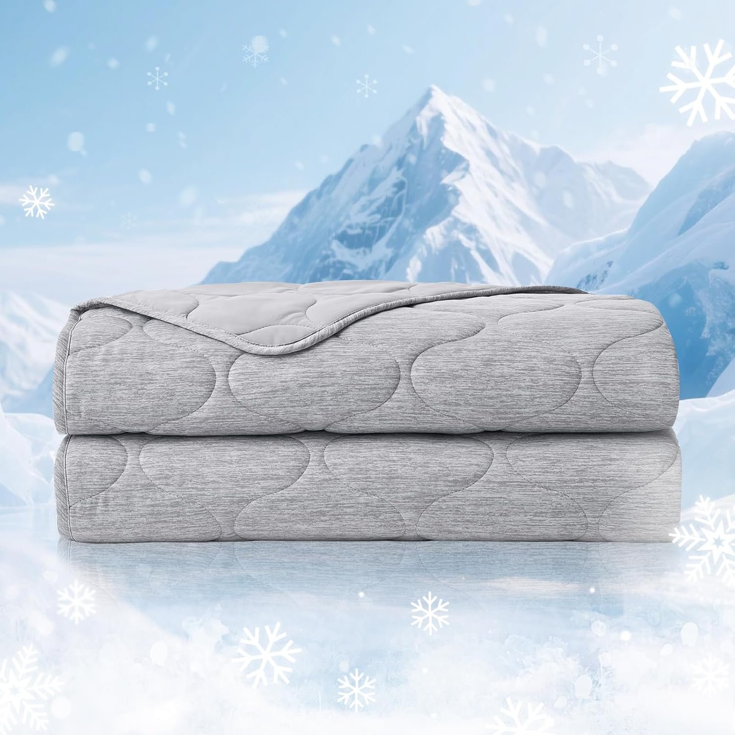 Cozy Bliss Cooling Dual-Sided Blanket for Hot Sleepers, Q-Max>0.46 Lightweight Soft Breathable Bed Blanket, Double Side Cooling Throw for Night Sweats (Silver Grey, 80″x90″)