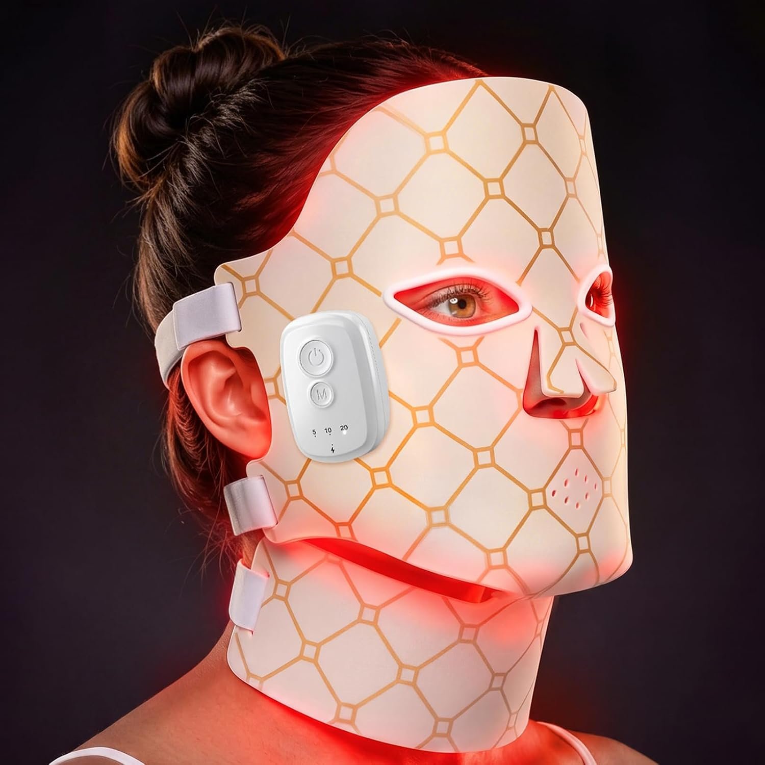 Upgraded Red Light Therapy Mask for Face and Neck,Cordless LED Face Mask