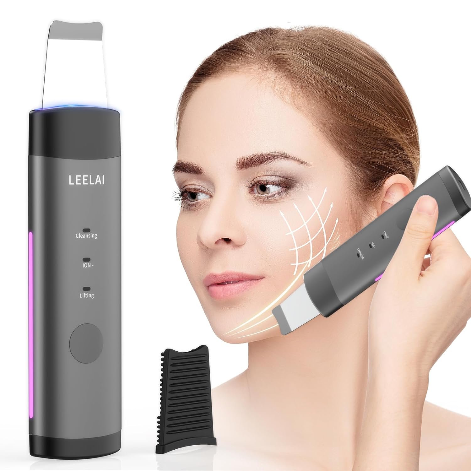 Skin Scrubber Face Spatula Skin Spatula Pore Cleaner Blackhead Remover Tools for Facial Deep Cleansing,Durable Metal Body,3 Modes