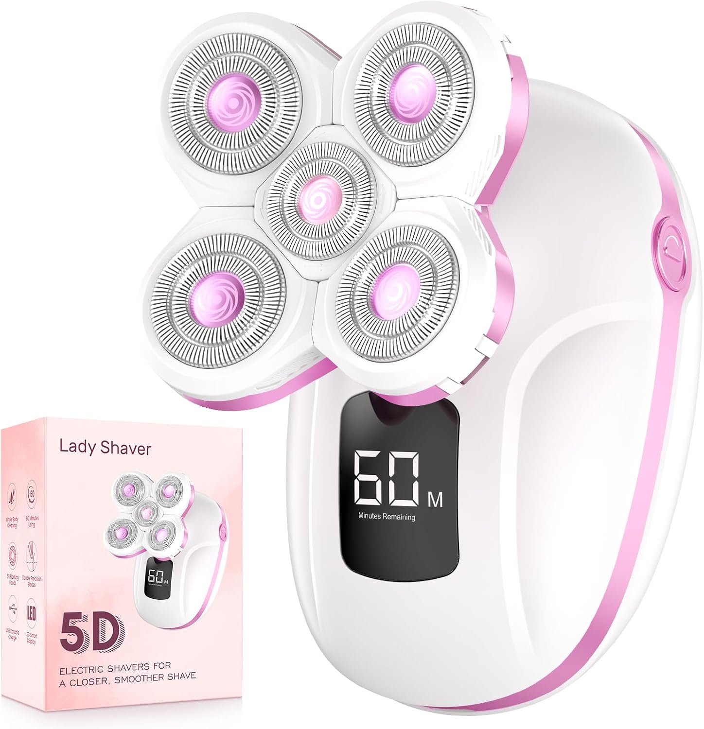 Electric Razors for Women Legs, Painless Lady Shaver for Sensitive Pink
