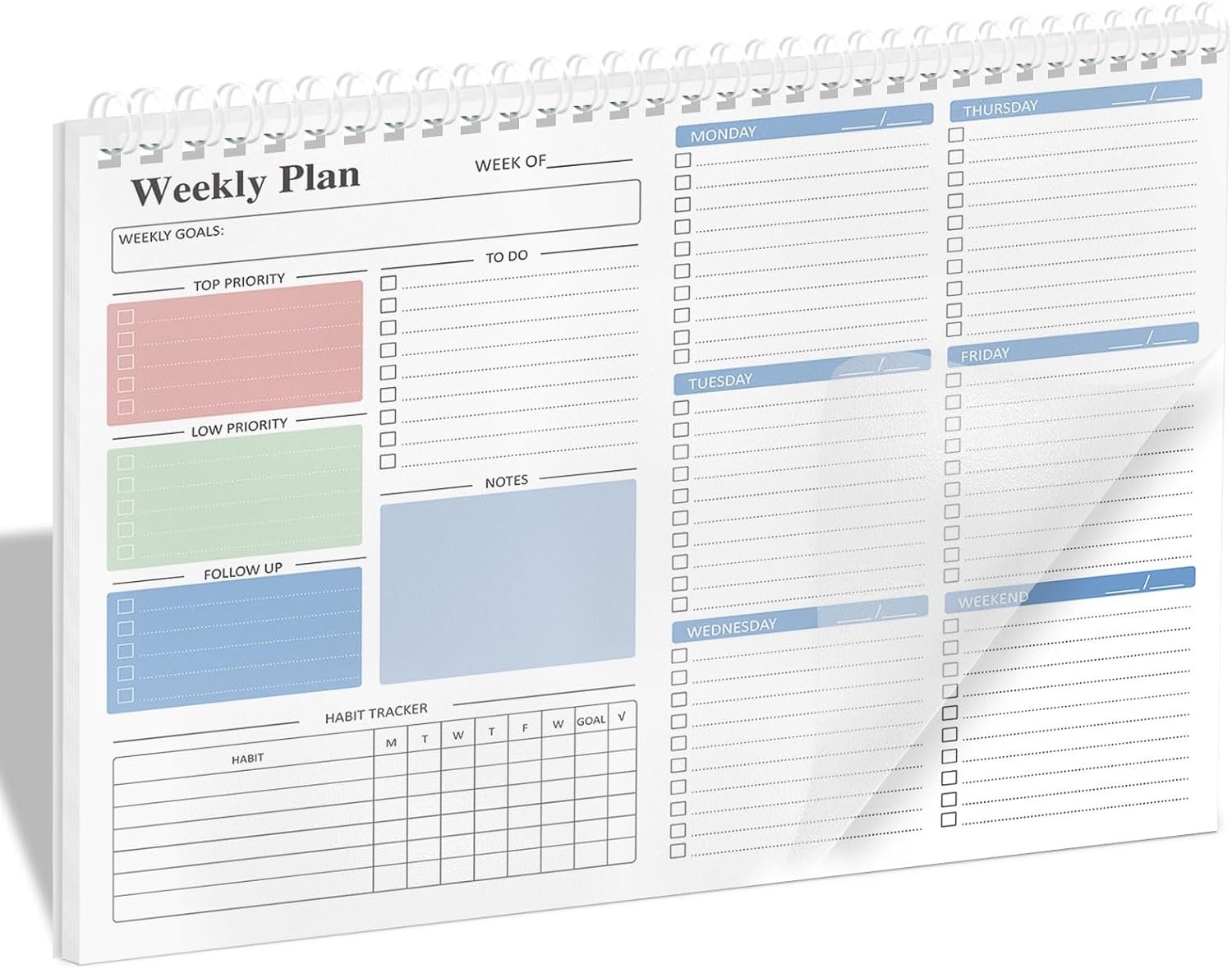 Ymumuda Weekly To Do List Notepad – Daily To Do List Undated 52 – Week Sheets, 8.5×11″ Weekly Goal Notebook, Habit Tracker Journal, Excellent for Student School Work Personal Productivity Organizer