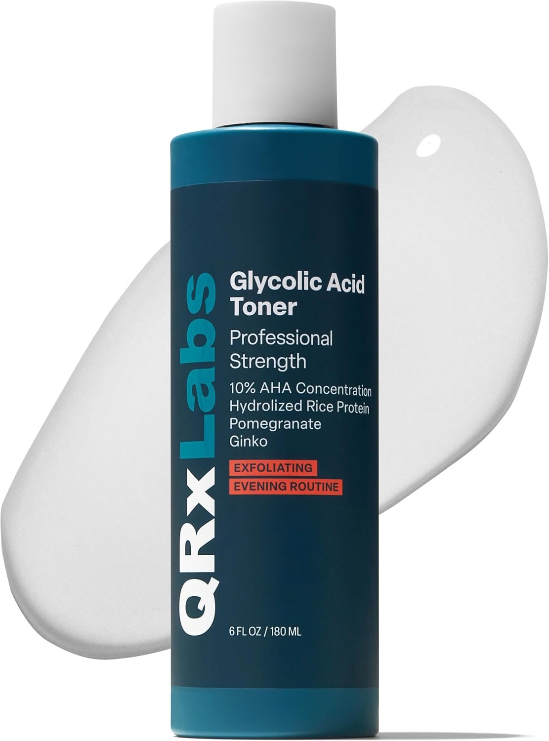 QRxLabs Glycolic Acid Toner – 10% AHA Brightening Exfoliant, 6 Fl Oz