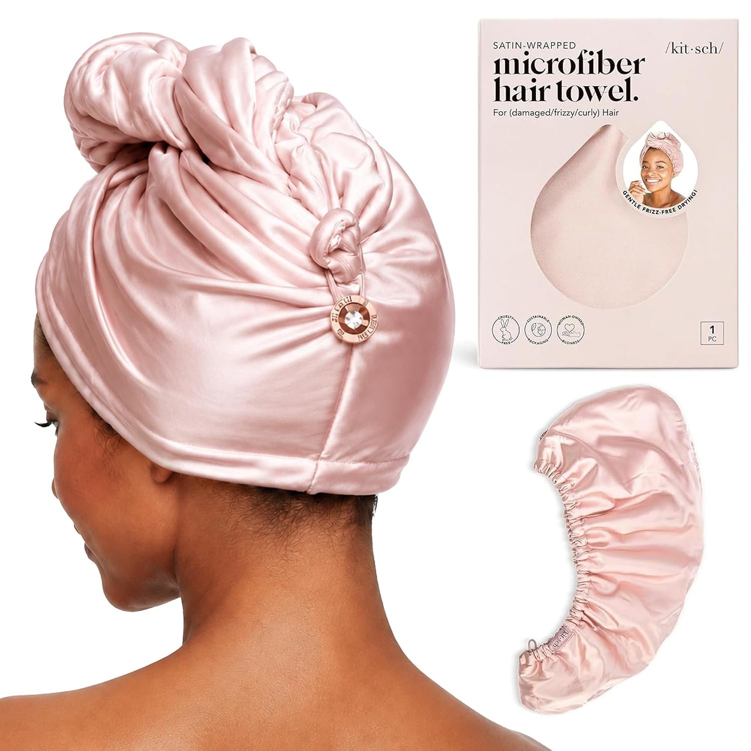 Kitsch Microfiber Hair Towel Wrap for Women – Blush