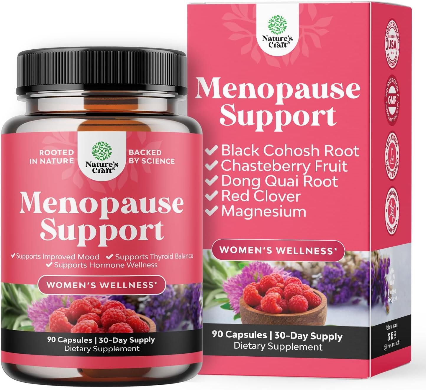 Menopause Supplements for Women w Black Cohosh for Hot Flashes – 90ct