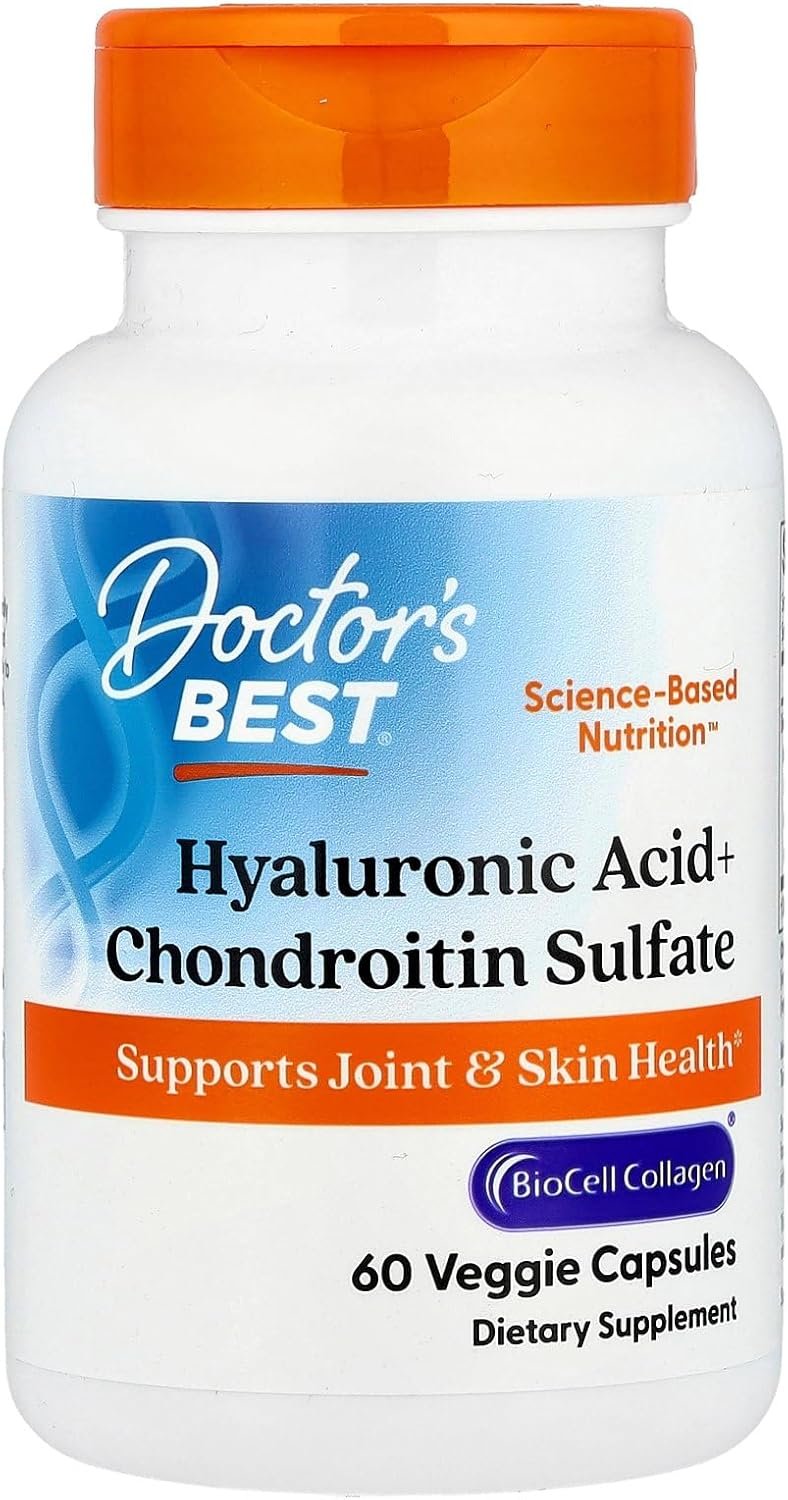 Doctor’s Best Hyaluronic Acid with Chondroitin Sulfate Capsules – Joint Health Support Supplement for Women & Men, BioCell Collagen, Non-GMO, Gluten Free, Soy Free – 60 Veg Caps