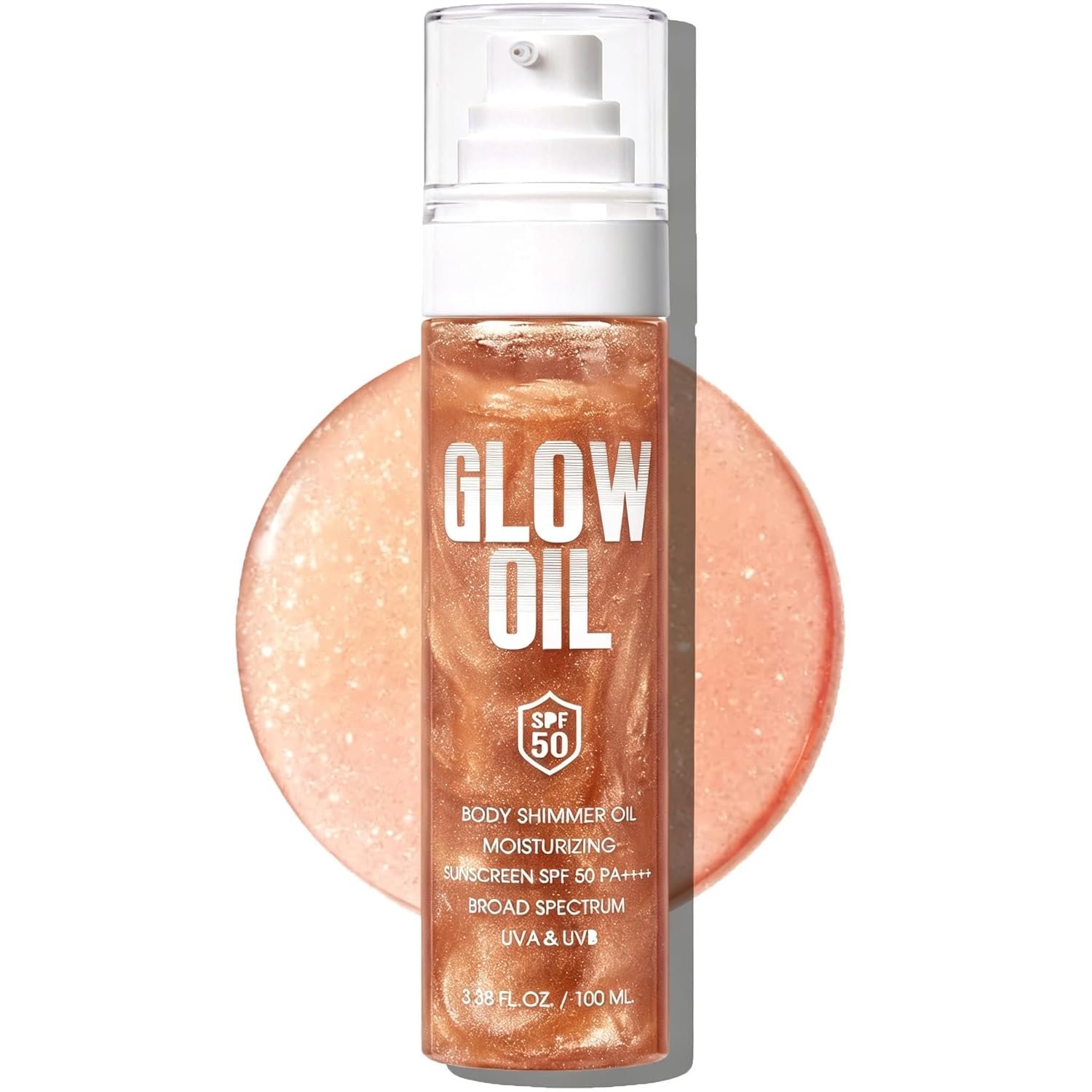 Sunscreen Body Glow Oil【SPF 50】【Lightweight】【Natural Ingredient】Broad Spectrum Shimmer Sunscreen For Face and Body, ROSE