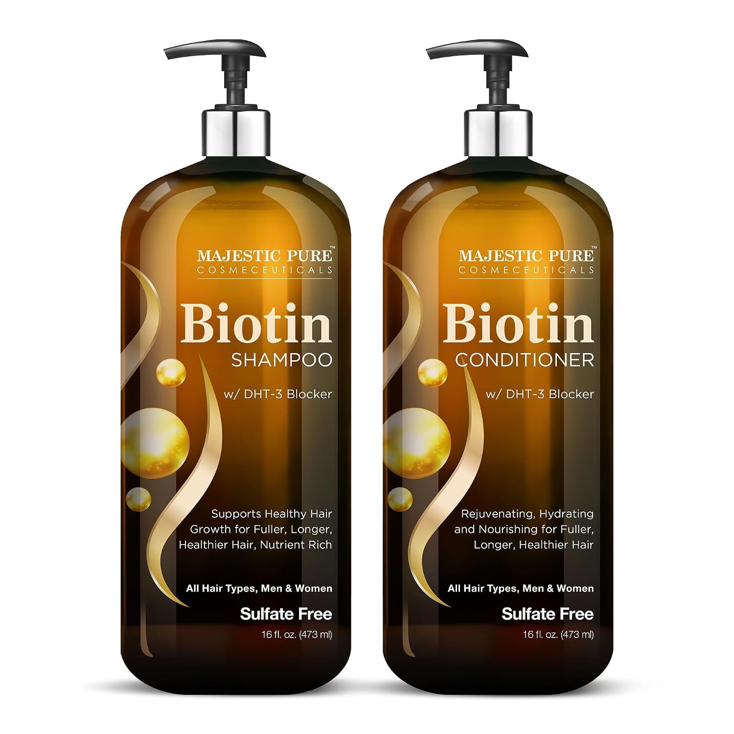 Majestic Pure Biotin Voluminizing Shampoo and Conditioner Set- 2×16 Fl oz
