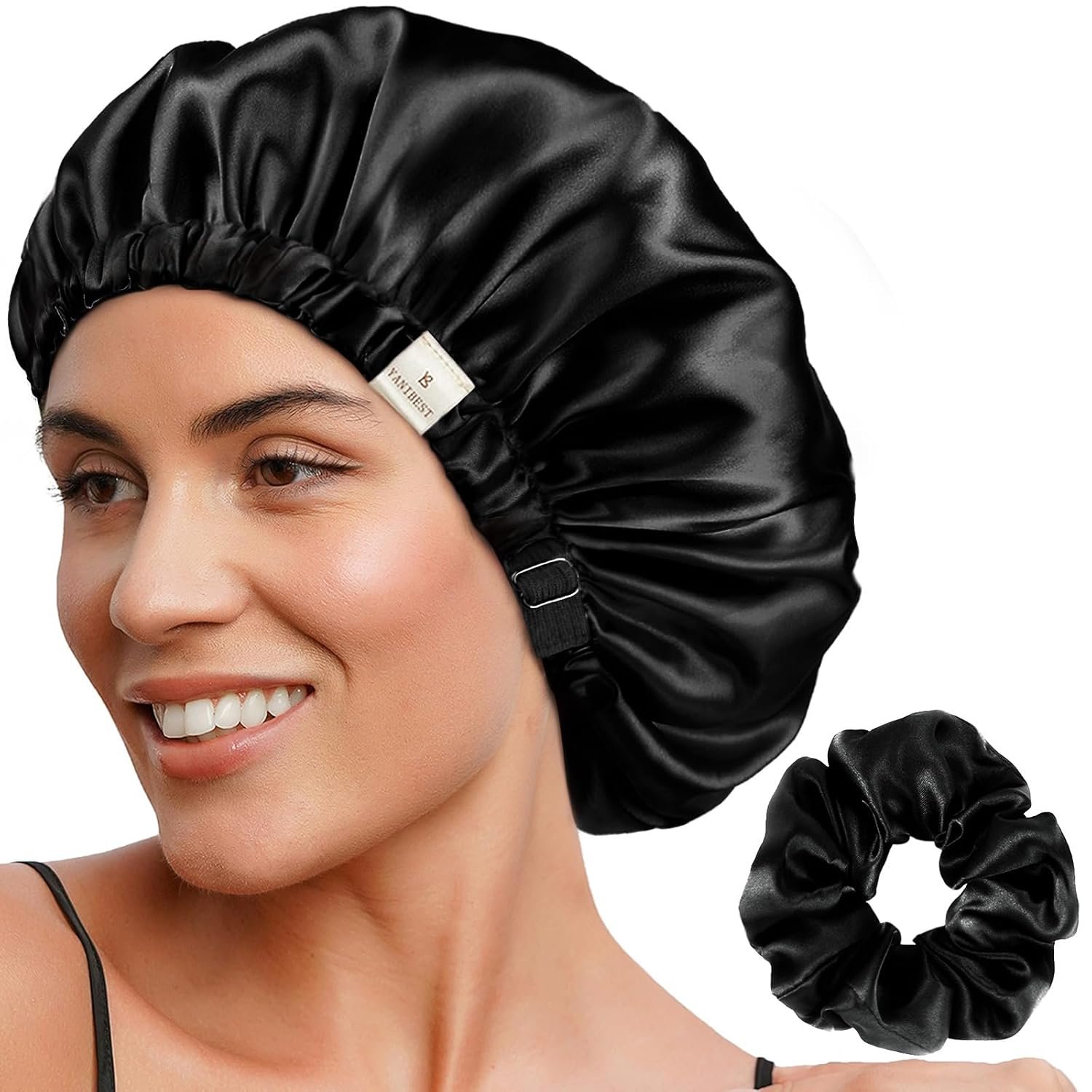 YANIBEST Adjustable Satin Bonnet to Reduce Frizz, Silk Feeling Hair Wrap