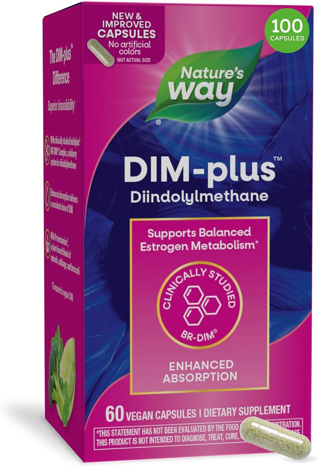 Nature’s Way DIM-Plus DIM Supplement, BR-Diindolylmethane 100 mg, 60 ct
