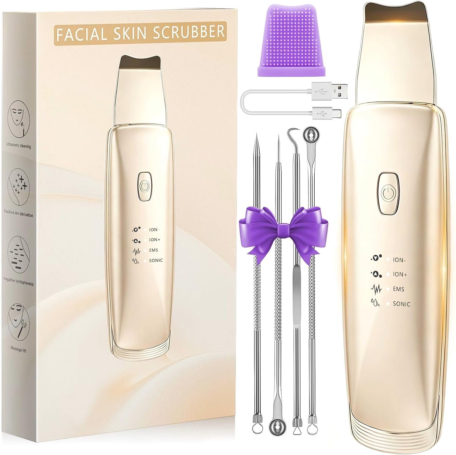 Blackhead Remover Tools, 4 in 1 Skin Scrubber Face Spatula for Pore Cleaner