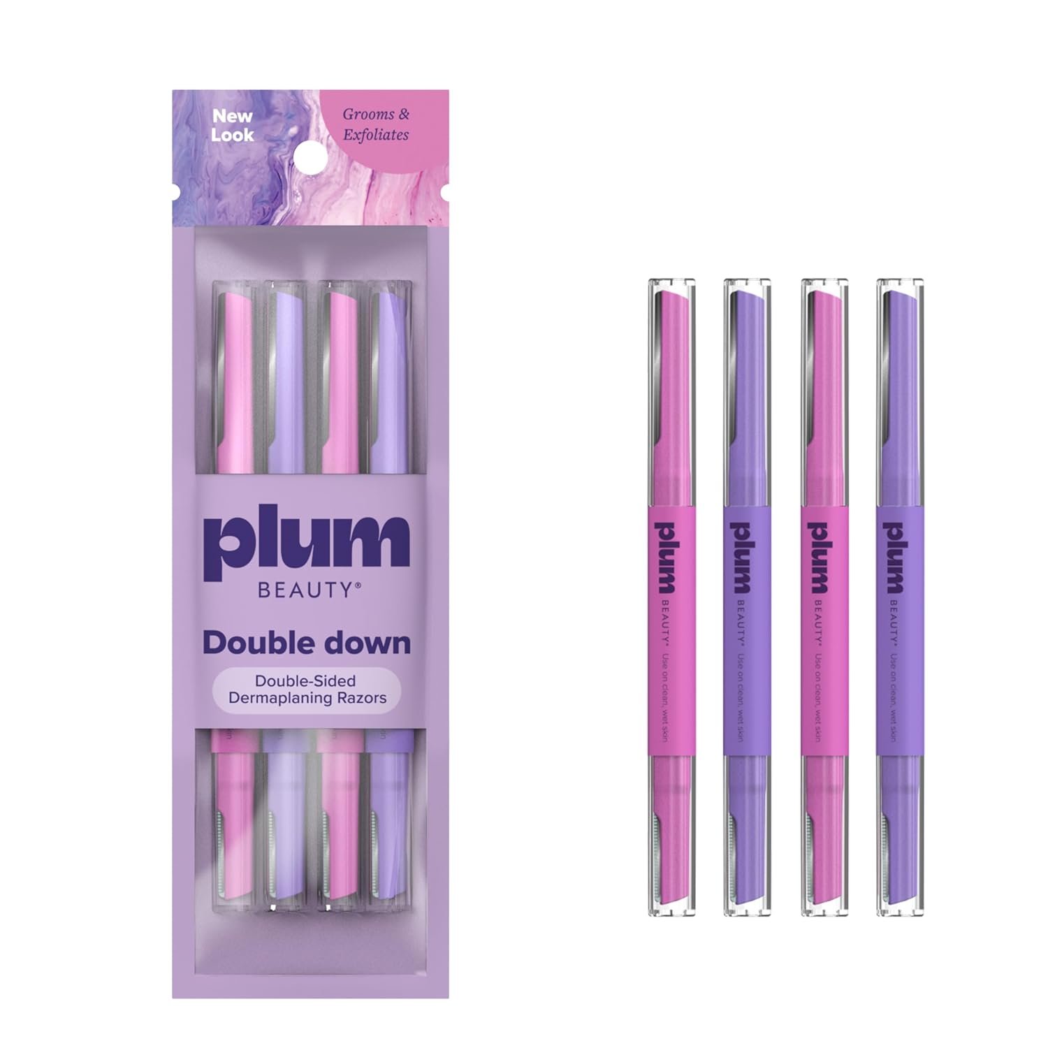 Plum Beauty Double-Sided Dermaplaning Razors (4-Pack) – Women Facial Razors