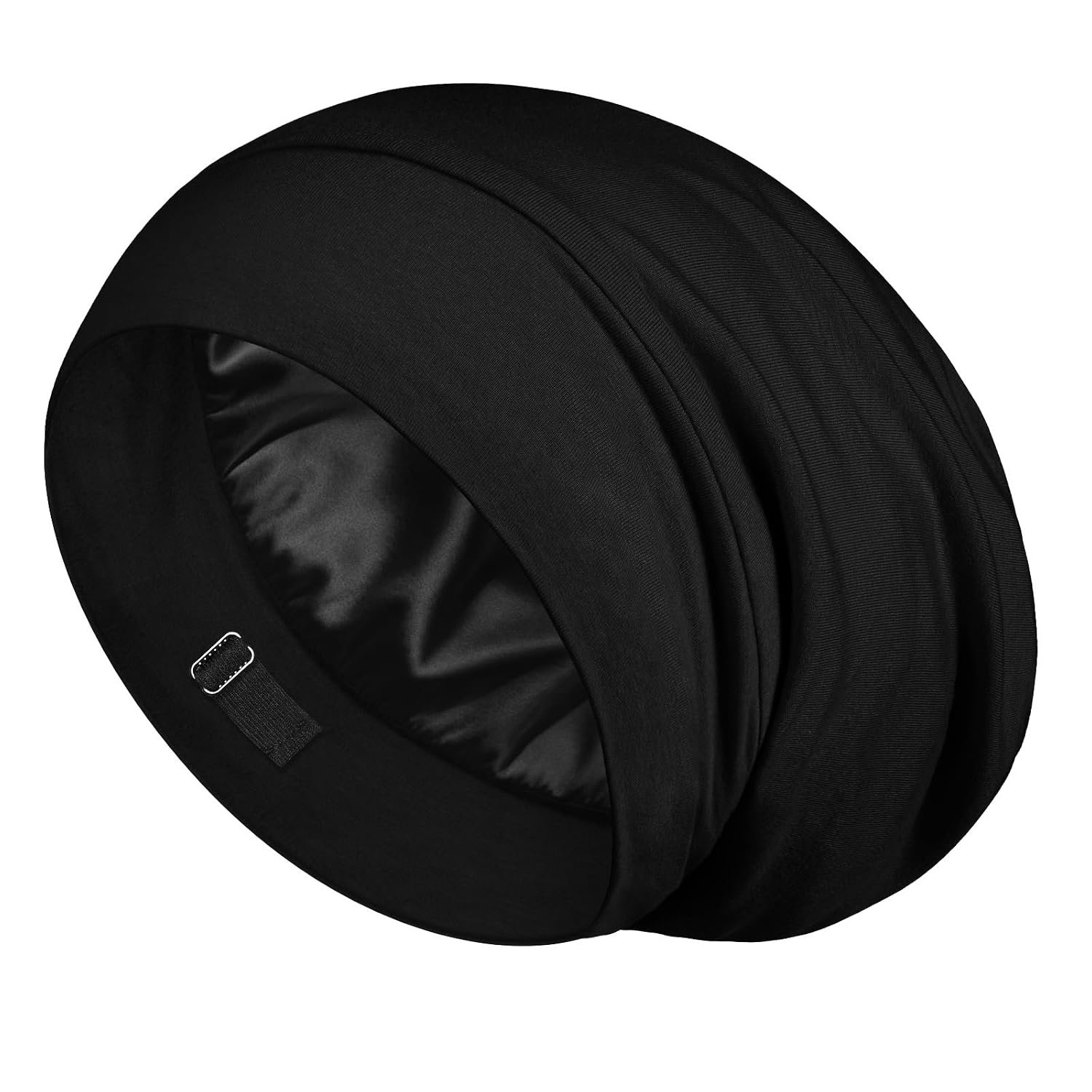 LULUSILK 100% Mulberry Silk Bonnet for Sleeping Women and Men, Black