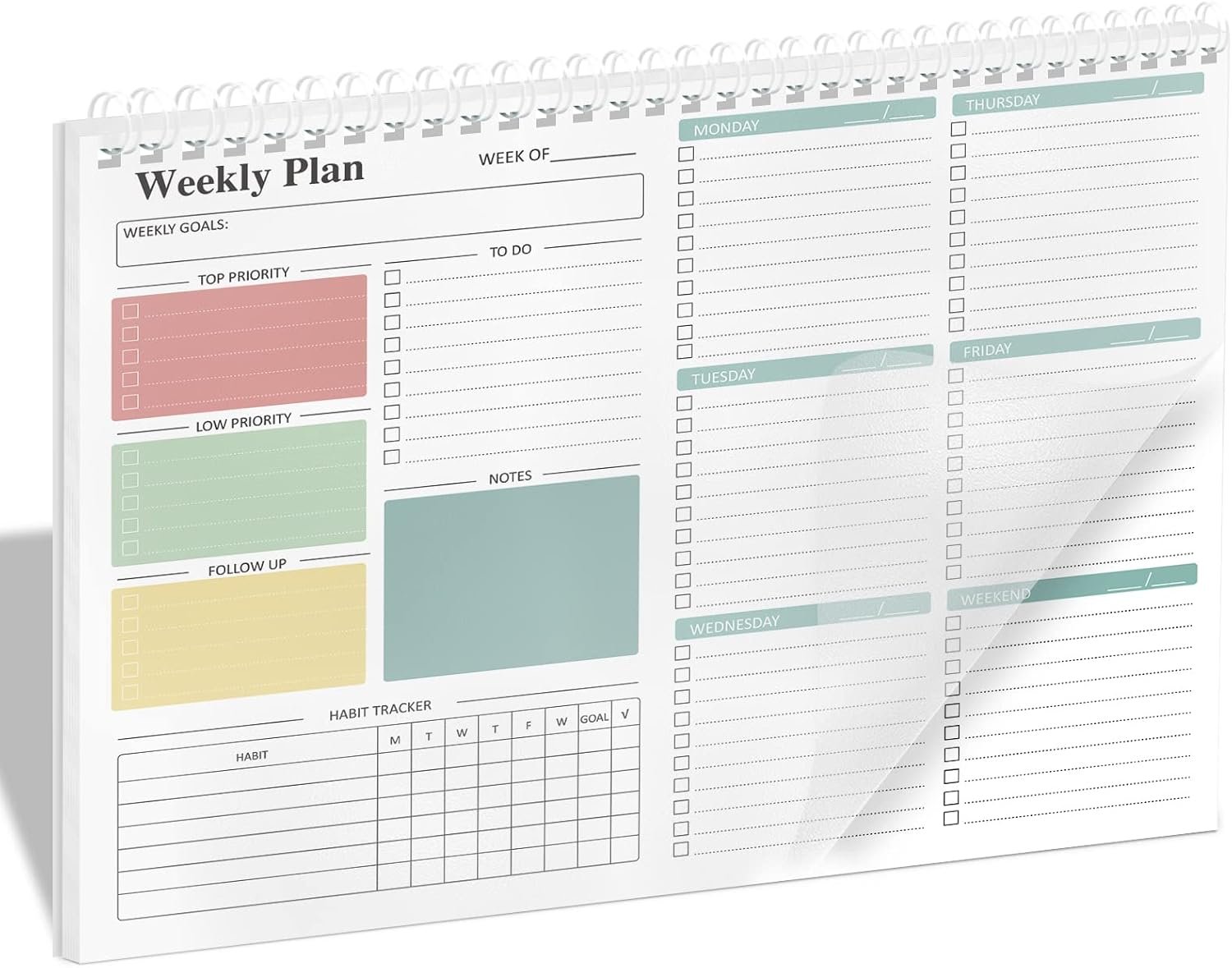 Ymumuda Weekly To Do List Notepad – Daily To Do List Undated 52 – Week Sheets, 8.5×11″ Weekly Goal Notebook, Habit Tracker Journal, Excellent for Student School Work Personal Productivity Organizer