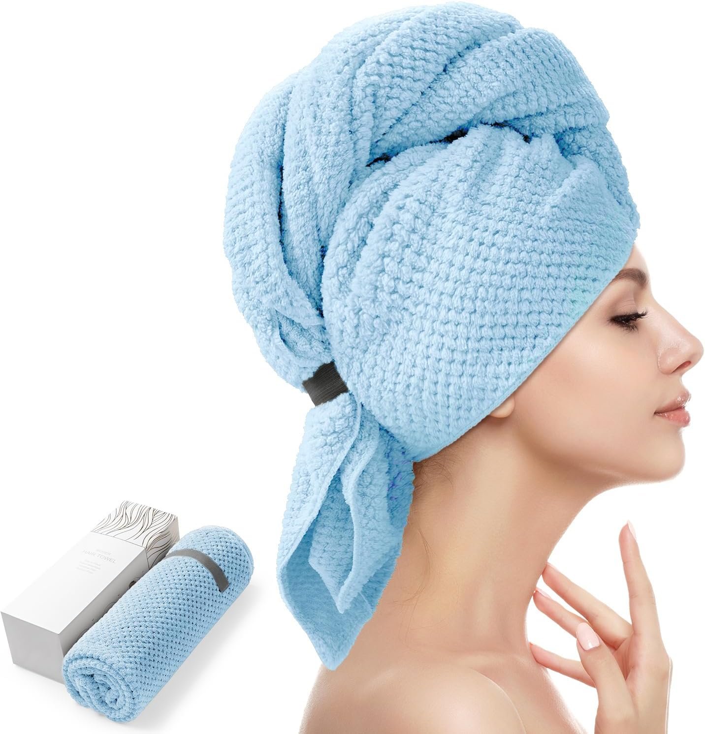 YFONG Large Microfiber Hair Towel Wrap for Women, 26″ X 40″ Super Absorbent