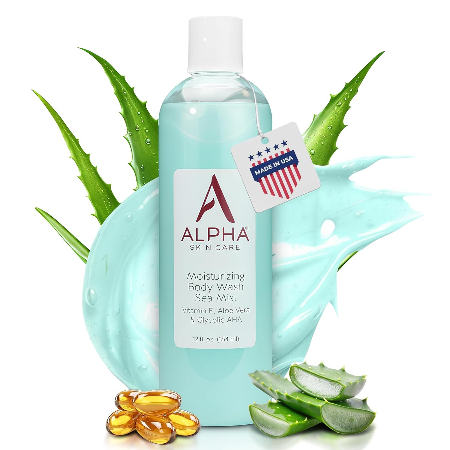 Alpha Skin Care Moisturizing Body Wash, Glycolic AHA, 12 Oz