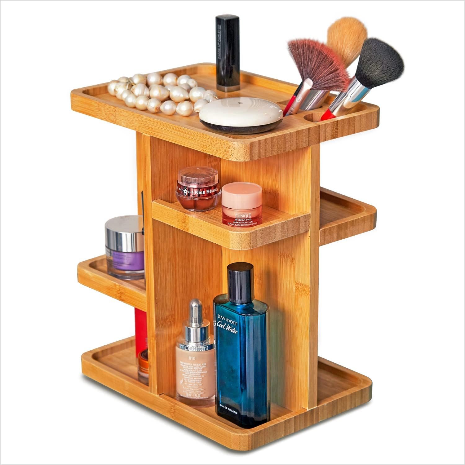 Bamboo 360 Degree Rotating 12 inches Makeup Organizer, Cosmetic Organizer