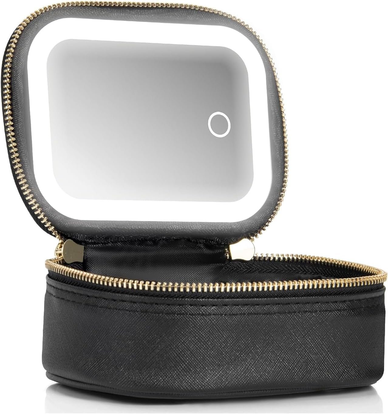 Mini Makeup Bag with Led Mirror, Small Travel Make up Bag 3 Light Modes Adjustable Brightness, for Women Organizer Cosmetic Bag, Portable Travel Train Toiletry Bag, for Pool Parties Work Touch-Ups
