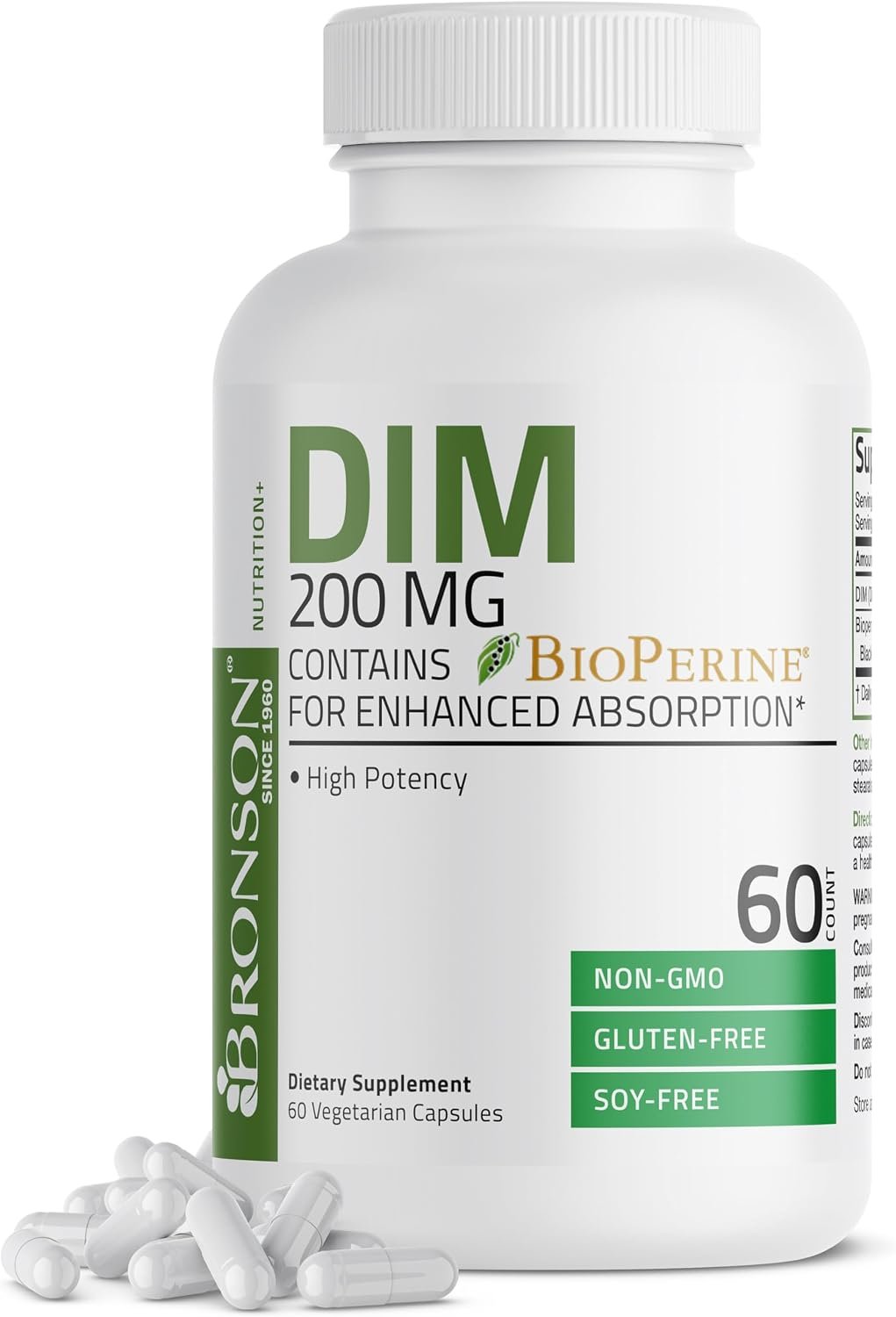 Bronson DIM 200 mg Diindolylmethane with BioPerine, 60 Vegetarian Capsules