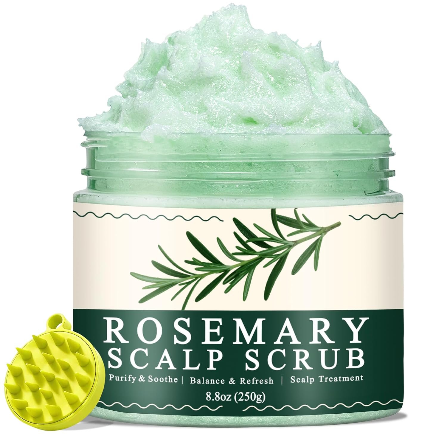 Scalp Scrub,Scalp Exfoliator with Rosemary & Mint,Hair Treatment for Itchy Scalp, Dandruff & Buildup Removal, Clarifying Scrub Shampoo with Scalp Massager for Detox & Nourishment/8.8oz