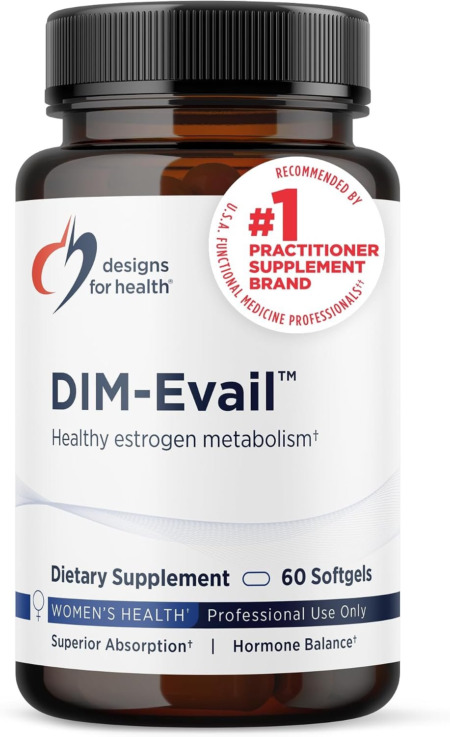Designs for Health DIM-Evail – 100mg Diindolylmethane Supplement – Enhanced Absorption Technology DIM Supplement – May Support Healthy Estrogen Metabolism – Gluten Free + Non-GMO (60 Softgels)