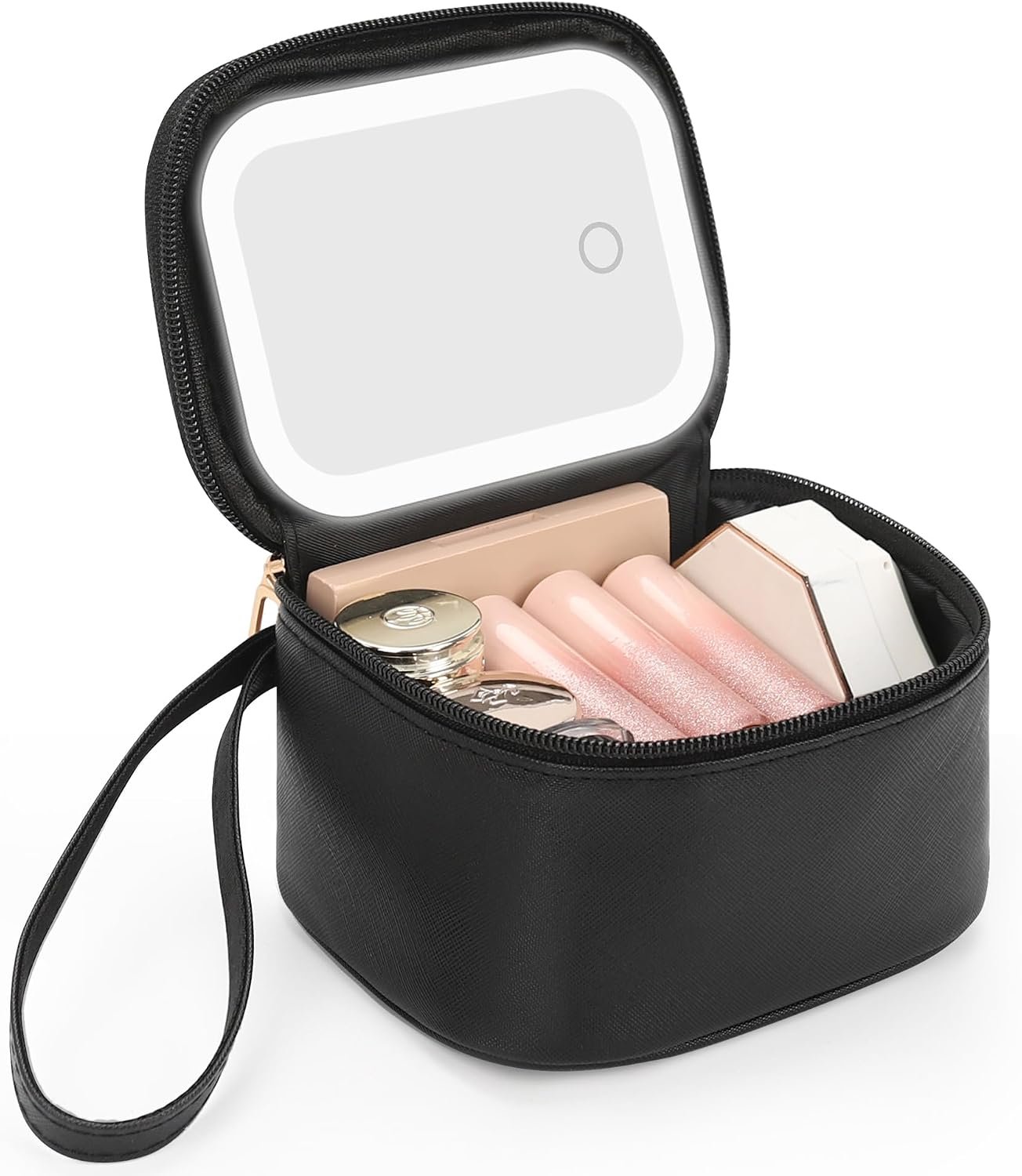 Relavel Mini Makeup Bag with Led Mirror, Small Makeup Bag with 3 Light Mode