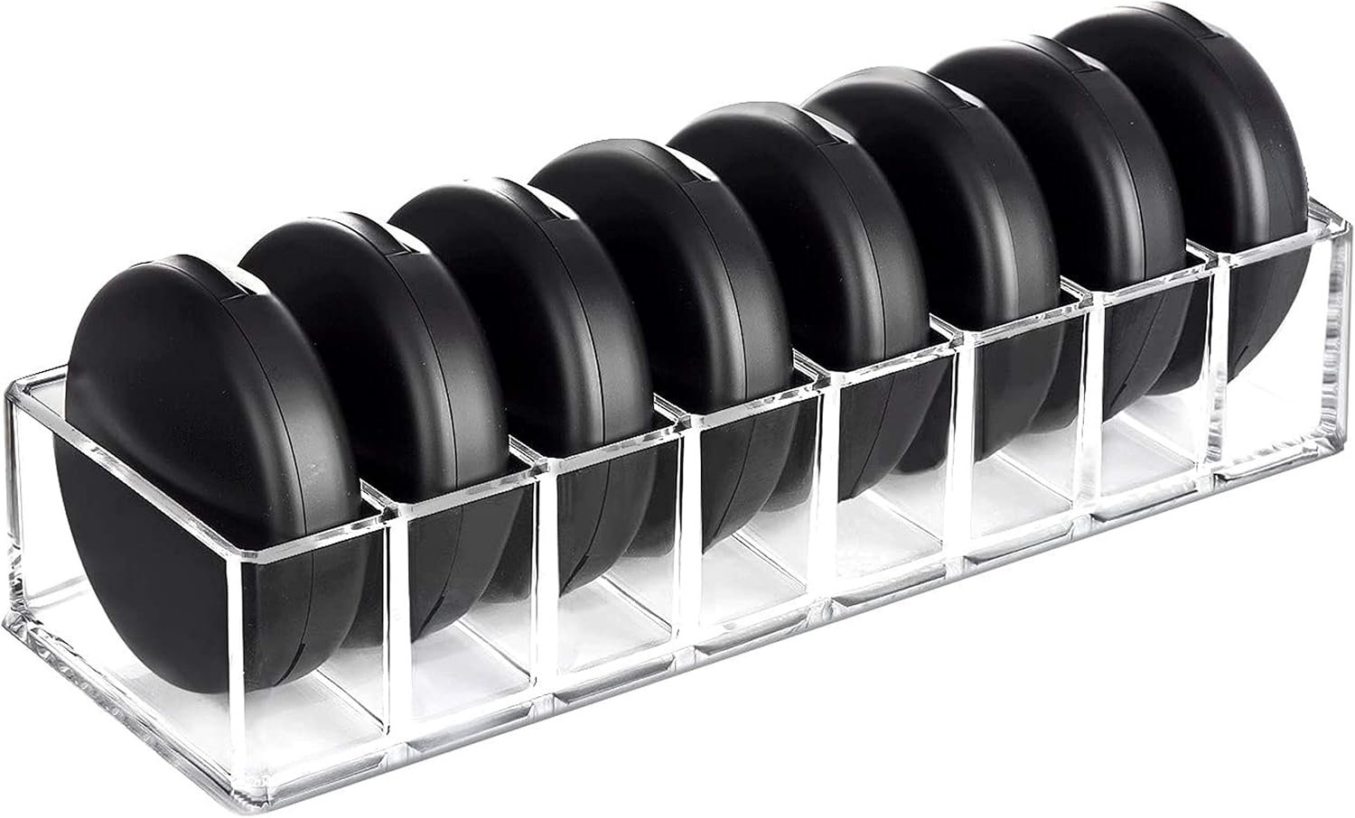 HBlife Clear Acrylic Makeup Compact Organizer, 8 Spaces Vanity Organizer Stand Eyeshadow Pallet Storage for Lipstick Bronzer Powder Highlighter, Skincare Cosmetic Display Cases for Bathroom