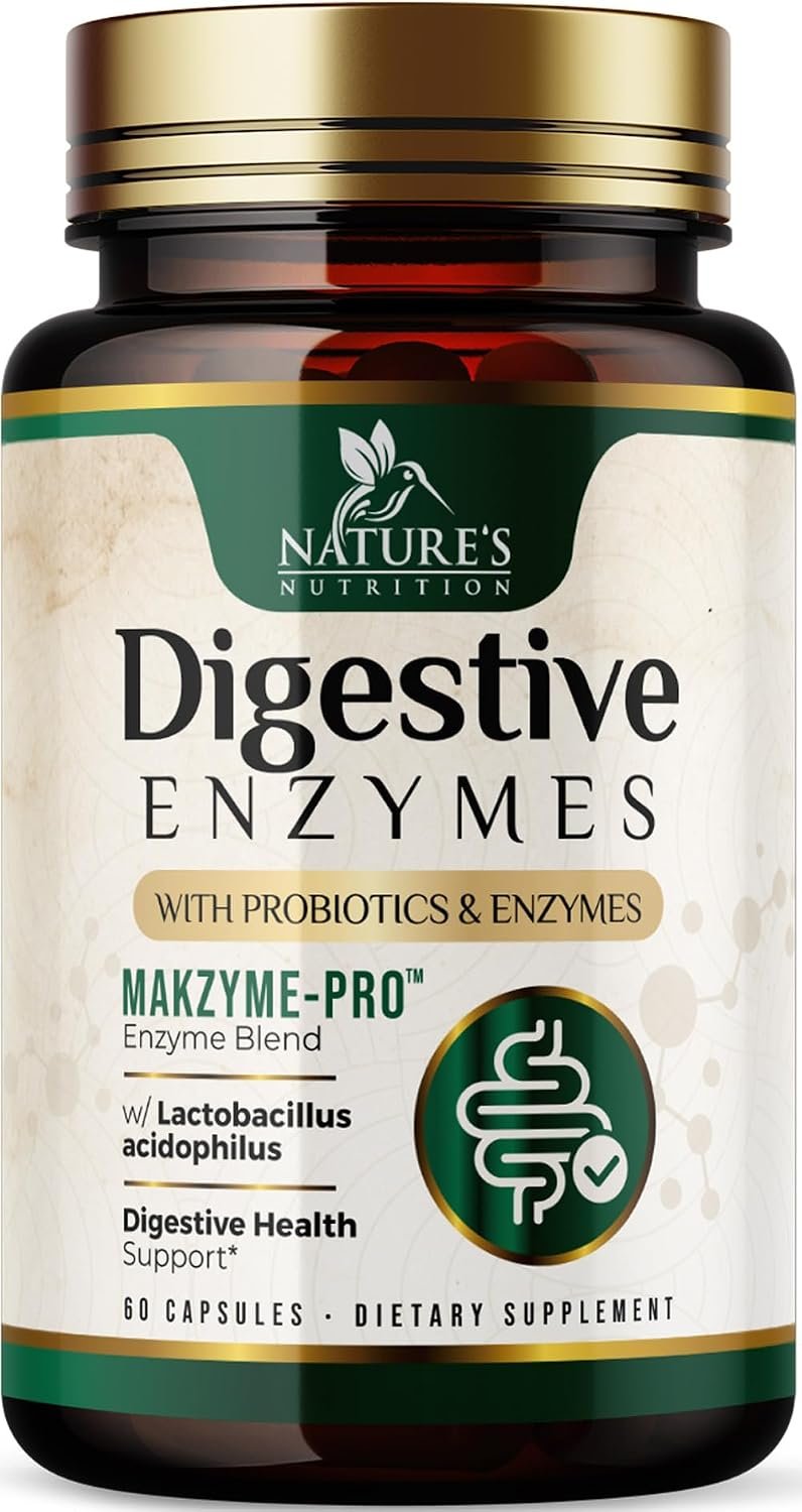 Digestive Enzymes – Super Digestive Multi Enzyme Complex for Bloating & Gut Health Support with Bromelain, Papain, Probiotics & Prebiotics – Digestion Health Support for Women & Men – 60 Capsules