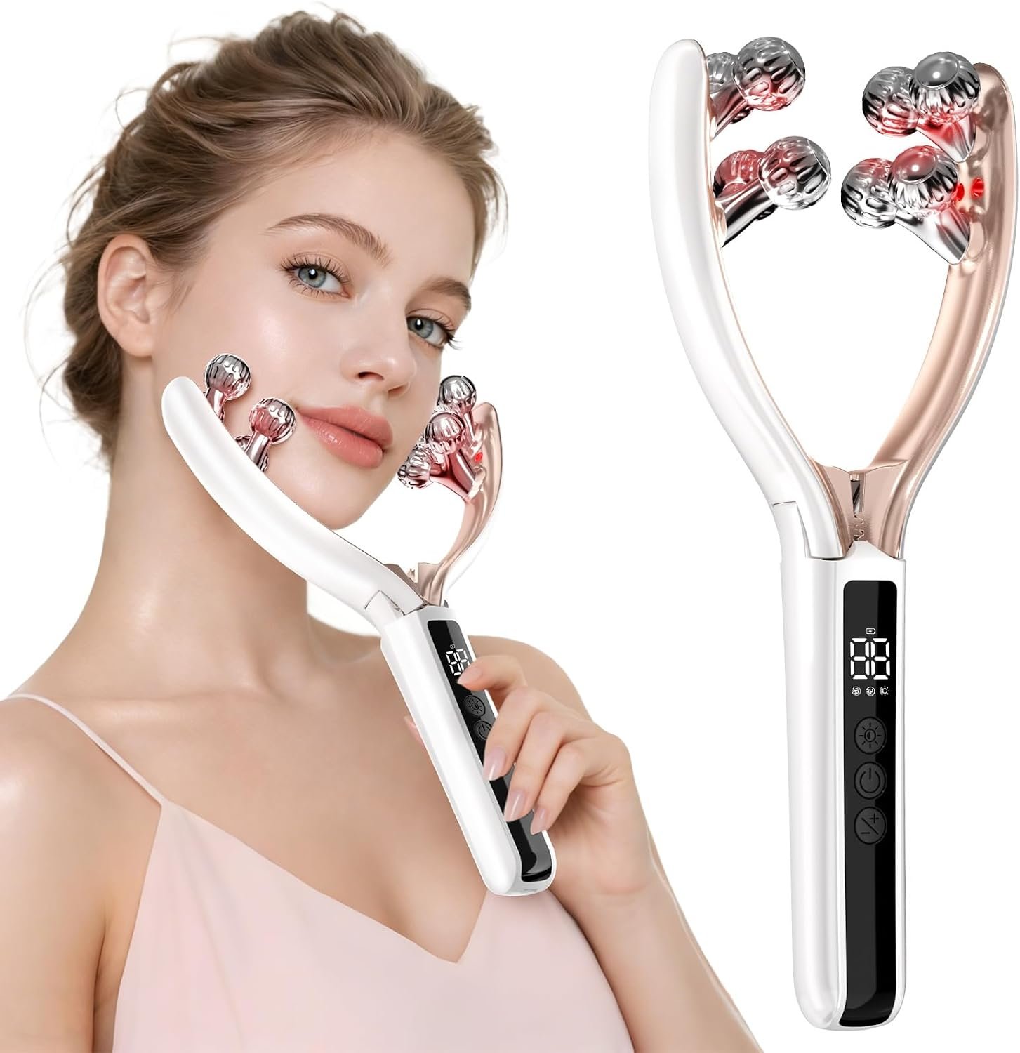 Face and Tmj Massager with 8-Roller, Vibration Beauty Device