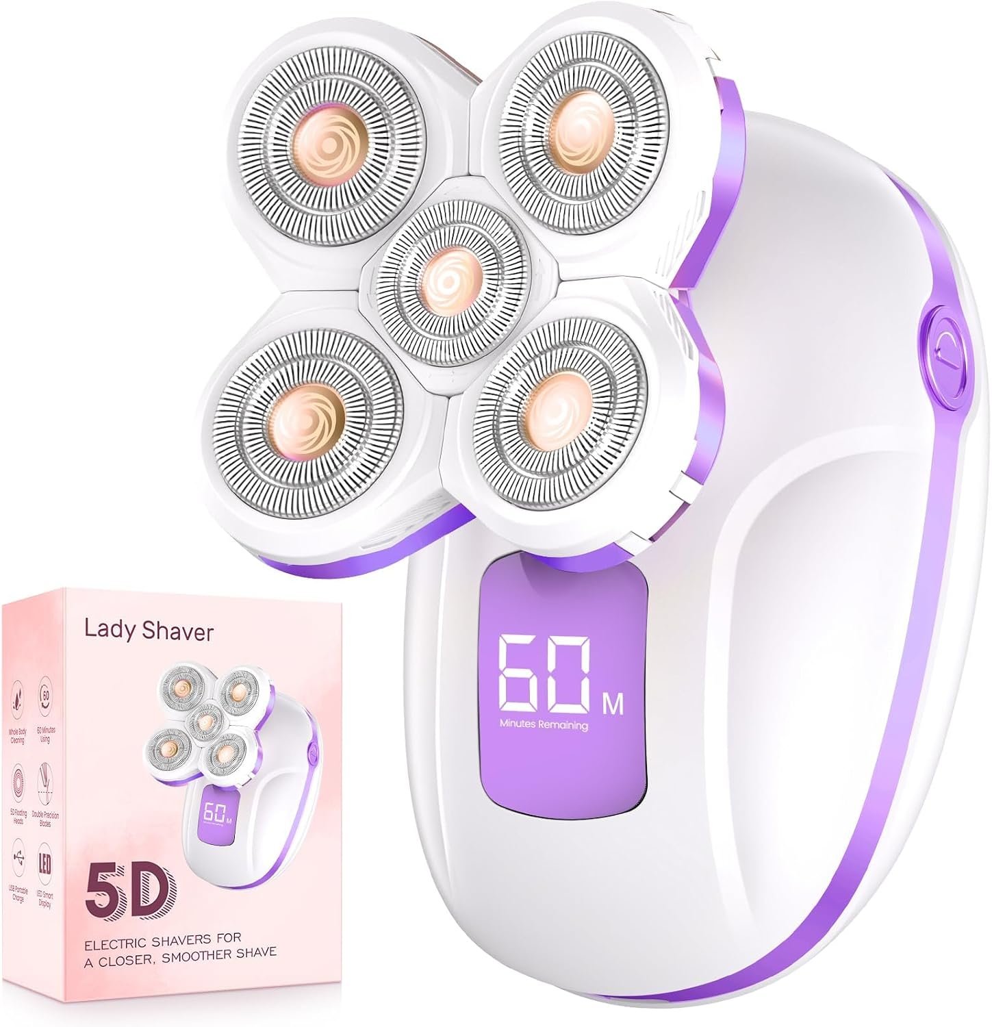 Electric Razors for Women Legs, Painless Lady Shaver for Sensitive Grape