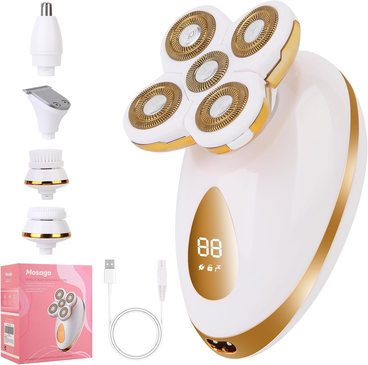 Mosago Electric Razors for Women, 5 in 1 Rechargeable Dusk Shaver Womens