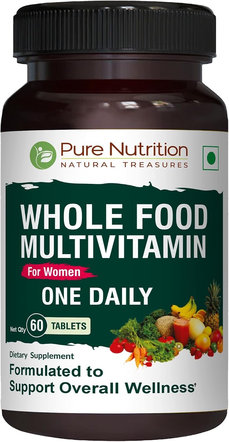 Pure Nutrition Whole Food Multivitamin for Women | 60 Tabs | One-A-Day | 100% RDA | 24 Natural Vitamins and Minerals | All Natural Plant Based Women’s Multivitamin | 2 Months Supply