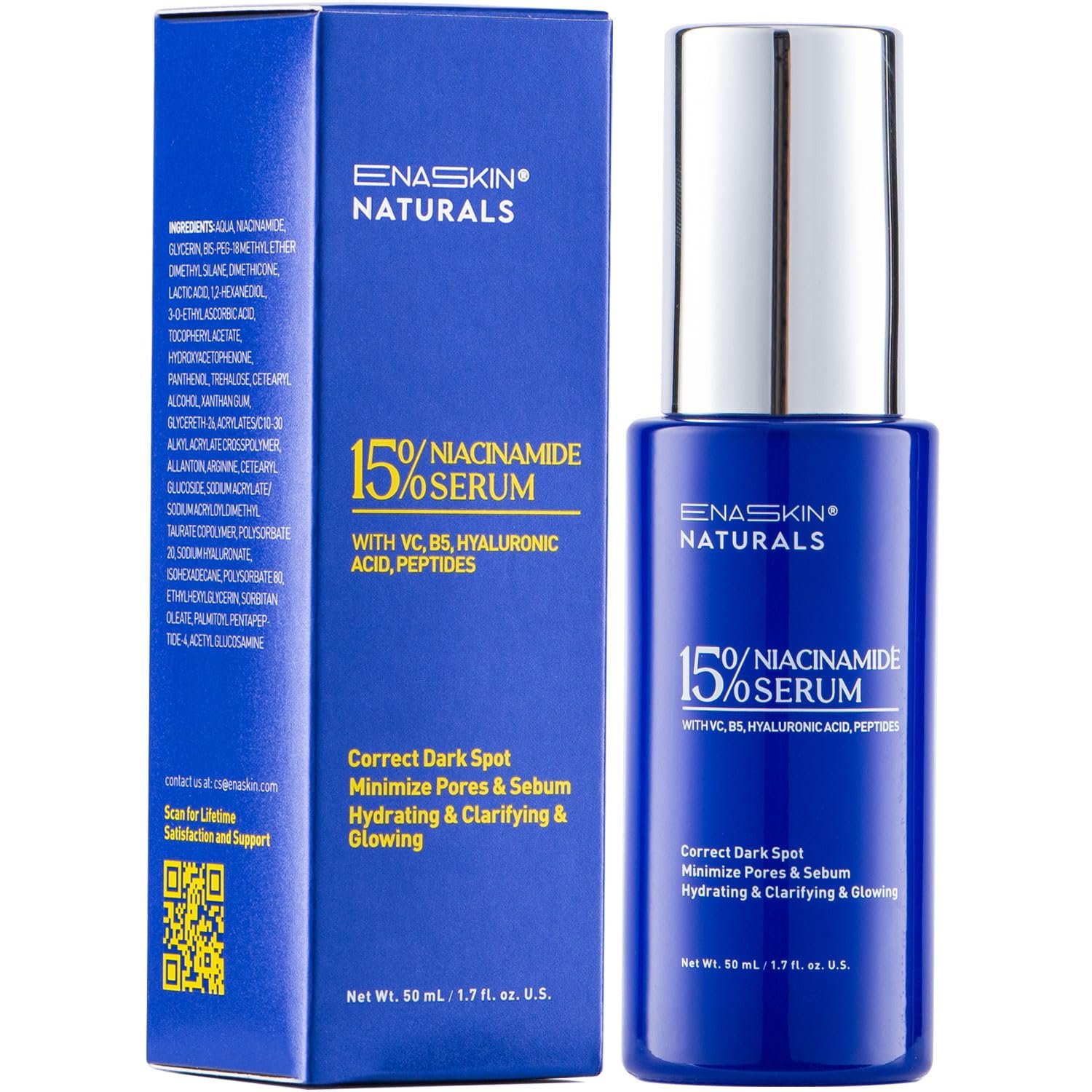 Niacinamide Serum 15% for Face – Dark Spot Corrector, Pore Minimizer, Oil & Blemish Control, Brightening & Hydrating with Vitamin C, B5, Peptides & Hyaluronic Acid – 1.7 Fl Oz