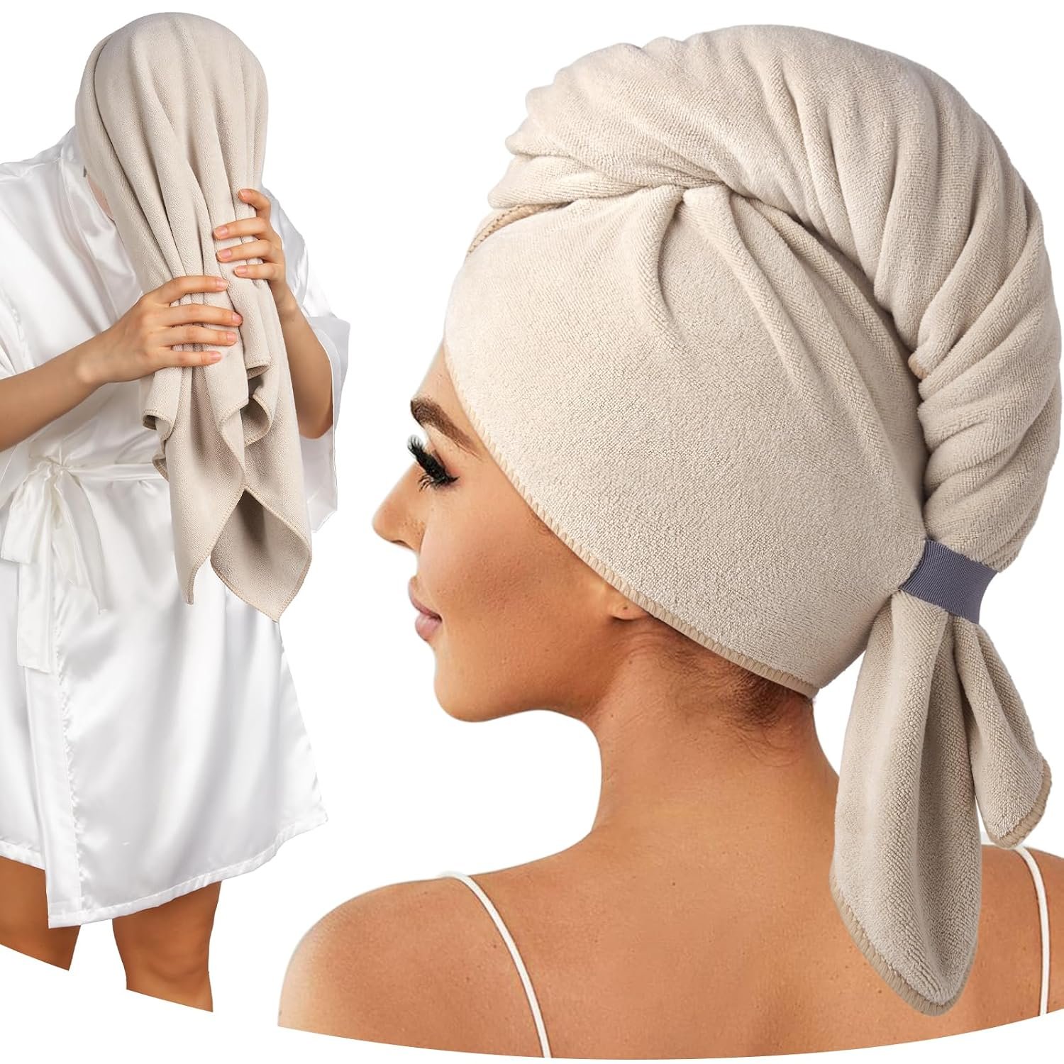 Umisleep Microfiber Hair Towel, 41″ x 22″ Super Absorbent, Soft Anti-Frizz
