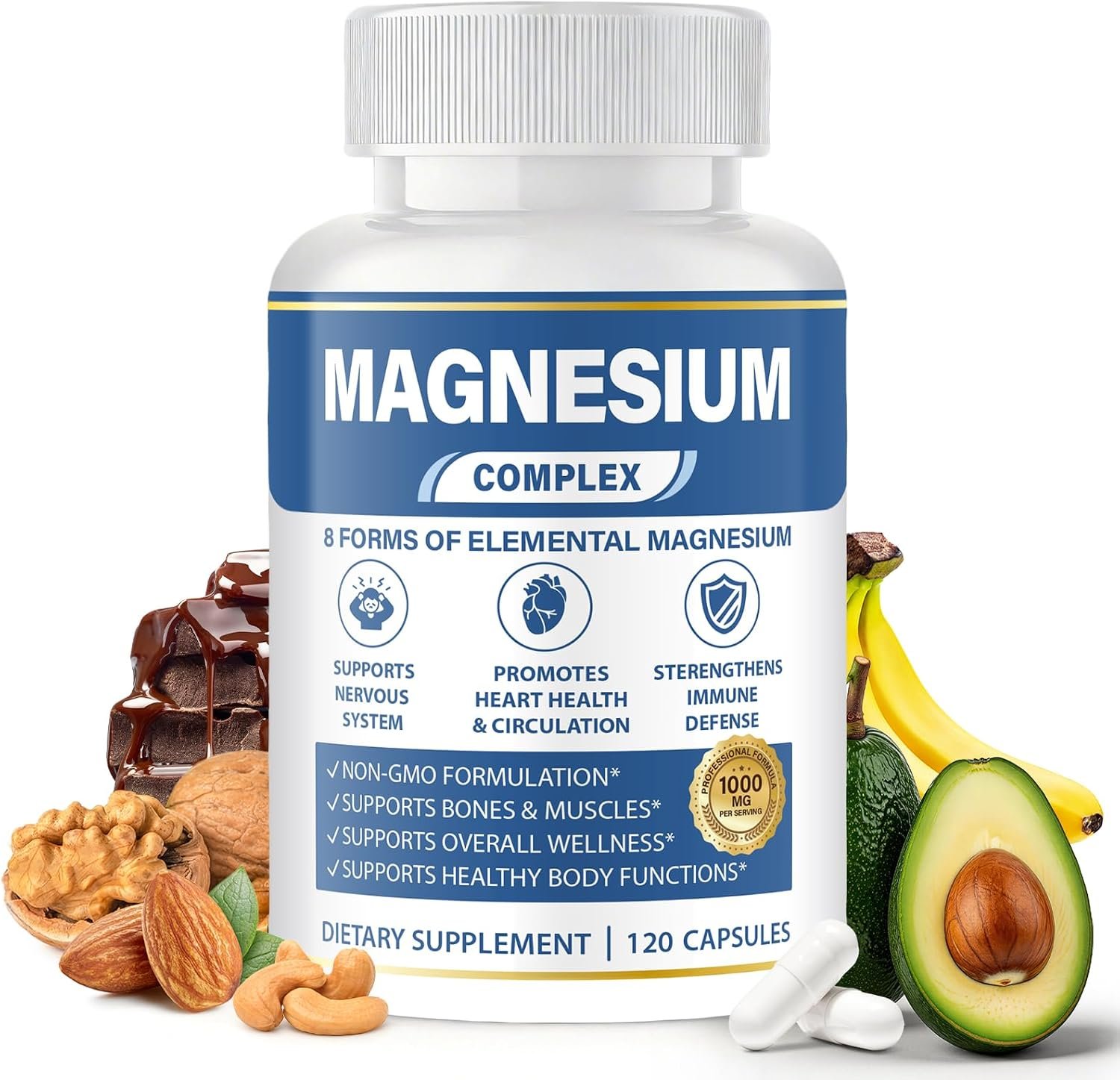 1000mg Magnesium Complex for Women & Men, 8-in-1 Magnesio Complex
