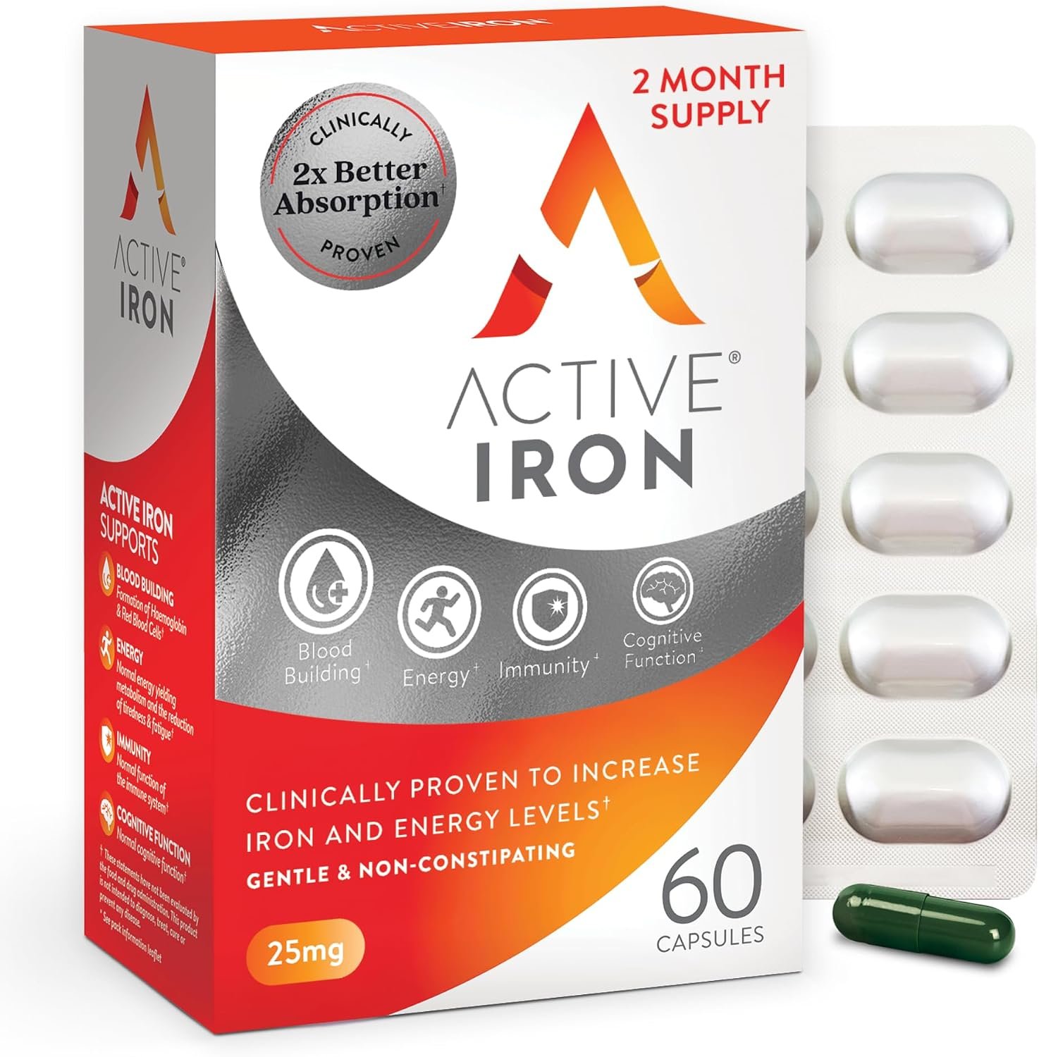 Active Iron Supplement 25mg, Clinically Proven to Increase Iron, Gentle
