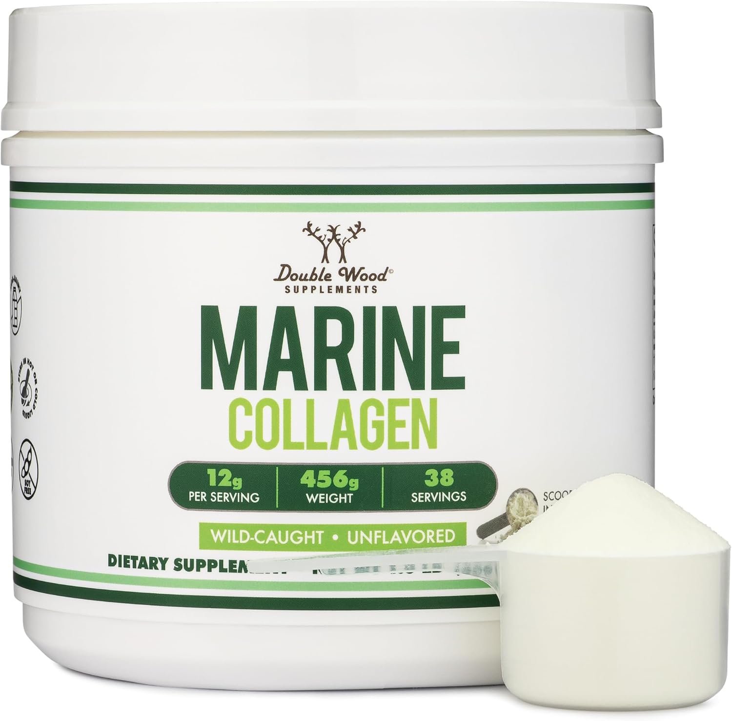 Marine Collagen Peptides 12g, Wild-Caught, Hair, Skin + Nails, 1 LB