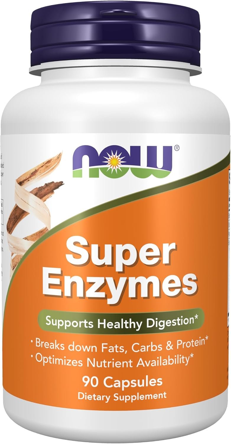 NOW Supplements, Super Enzymes, Formulated with Bromelain, Ox Bile, Pancreatin and Papain, Super Enzymes,90 Capsules