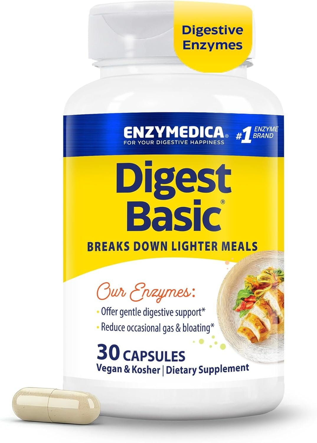 Enzymedica Digest Basic – Helps Gas & Bloating – 30 Caps
