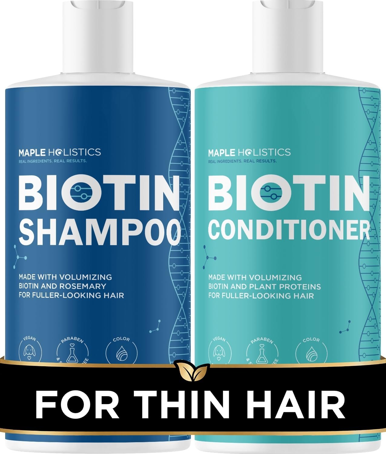 Rosemary Biotin Shampoo and Conditioner Set – Volumizing Shampoo and Conditioner for Thinning Hair for Women & Men with Nourishing B Vitamins – Color Safe Sulfate Paraben & Silicone Free (8 Fl Oz)