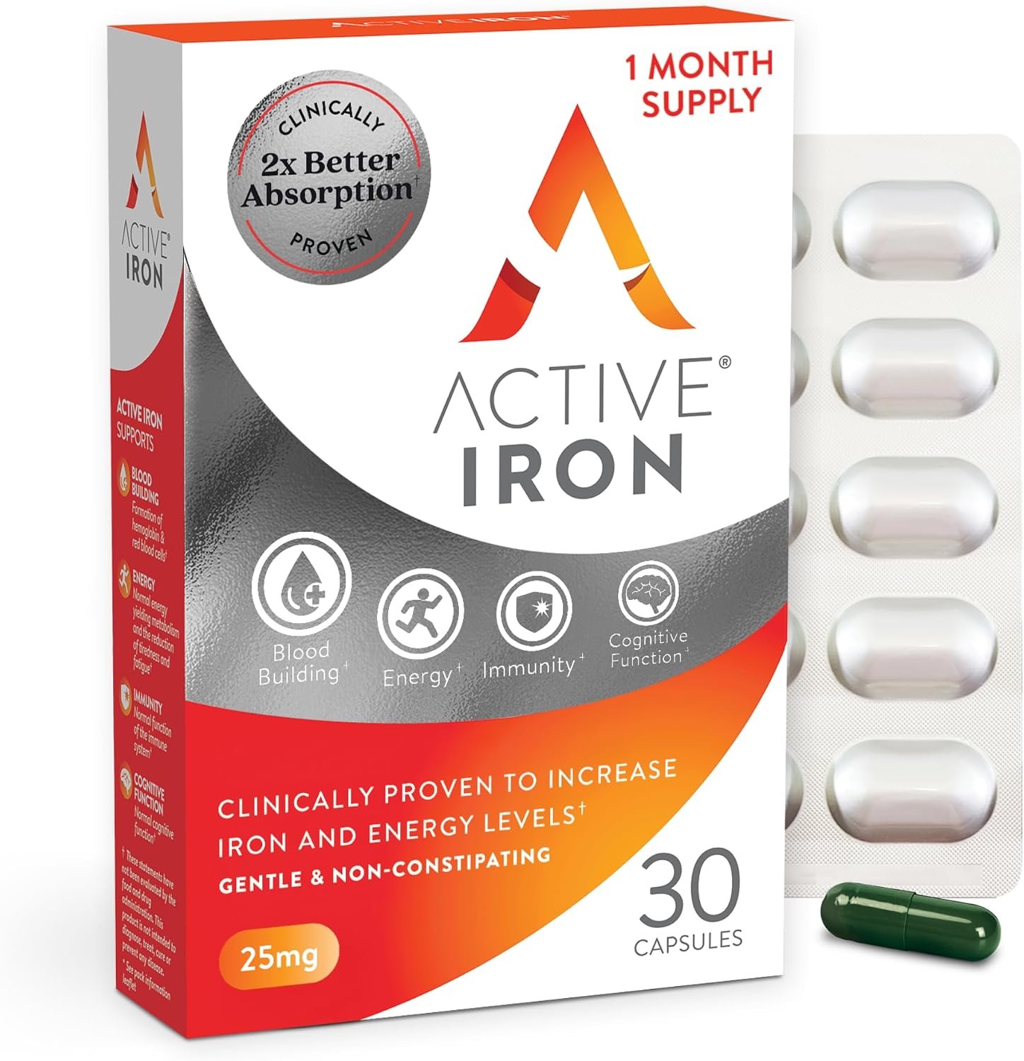 Active Iron Supplement 25mg, Clinically Proven to Increase Iron, Gentle