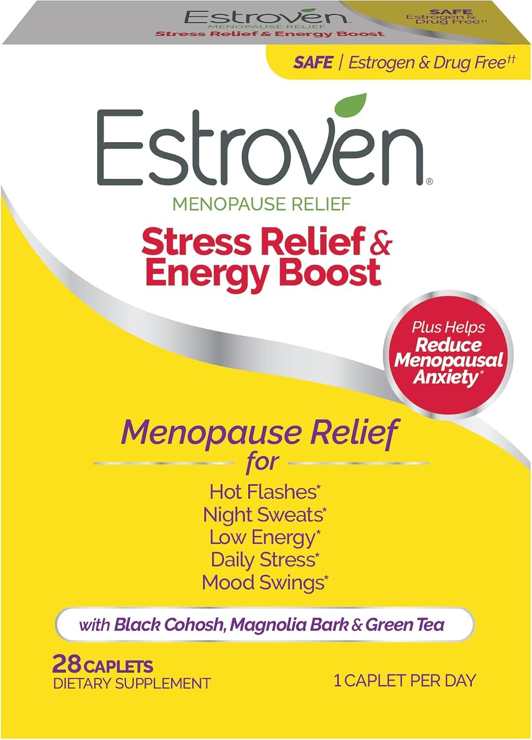 Estroven Stress Relief & Energy Boost for Menopause Relief, 28 Count