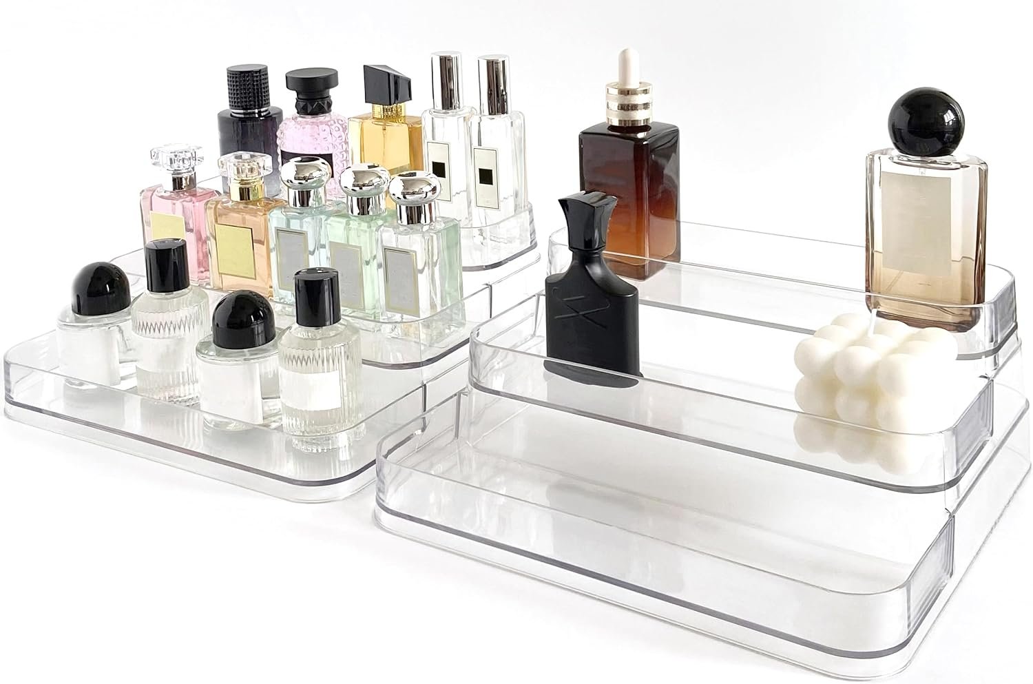 Perfume Organizer – 2 Pack Three-Tiered Shelf – Perfume Lotion Skincare Stand, Spice Vitamins Medicine Bottles Holder,Sturdy Clear Rack for Kitchen Bathroom Countertop Cabinet Storage