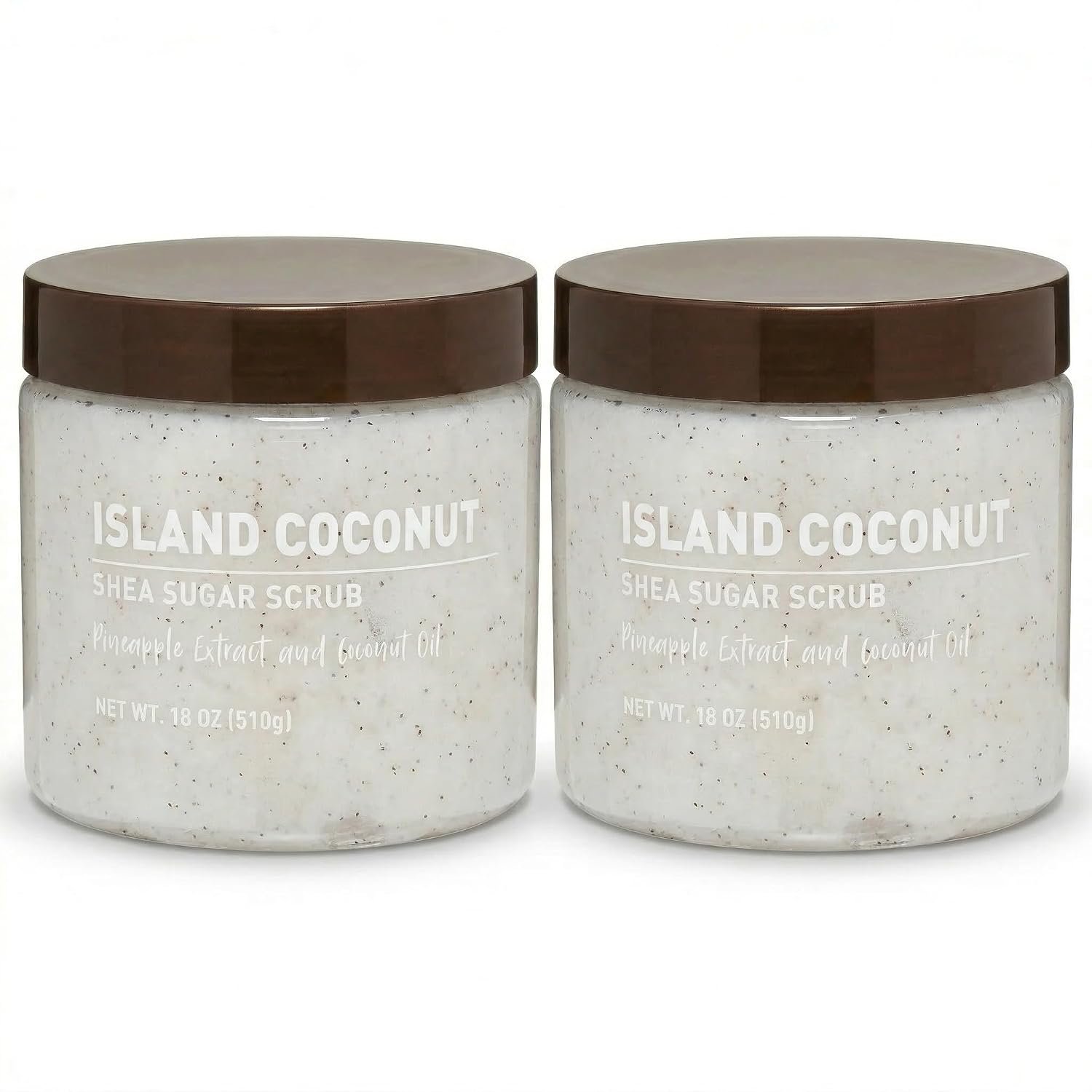 Island Coconut Sugar Scrub – Exfoliating Body Scrub for Women, Moisturizing Shea Butter, Natural Sugar Exfoliant, Hand and Foot Scrub, Paraben-Free, All Skin Types, 18 oz (Pack of 2)