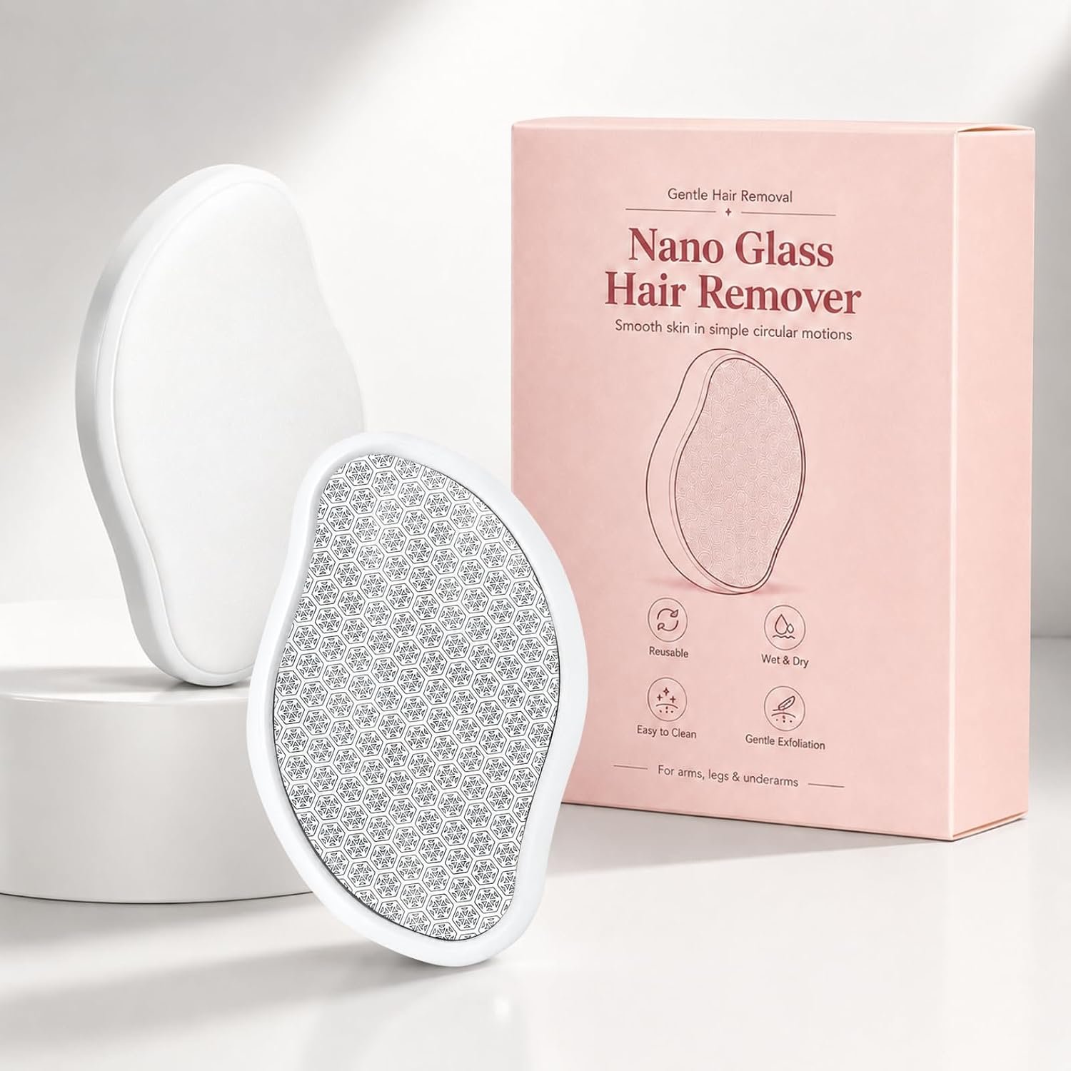 Crystal Hair Remover for Women and Men, Reusable Hair Eraser, White
